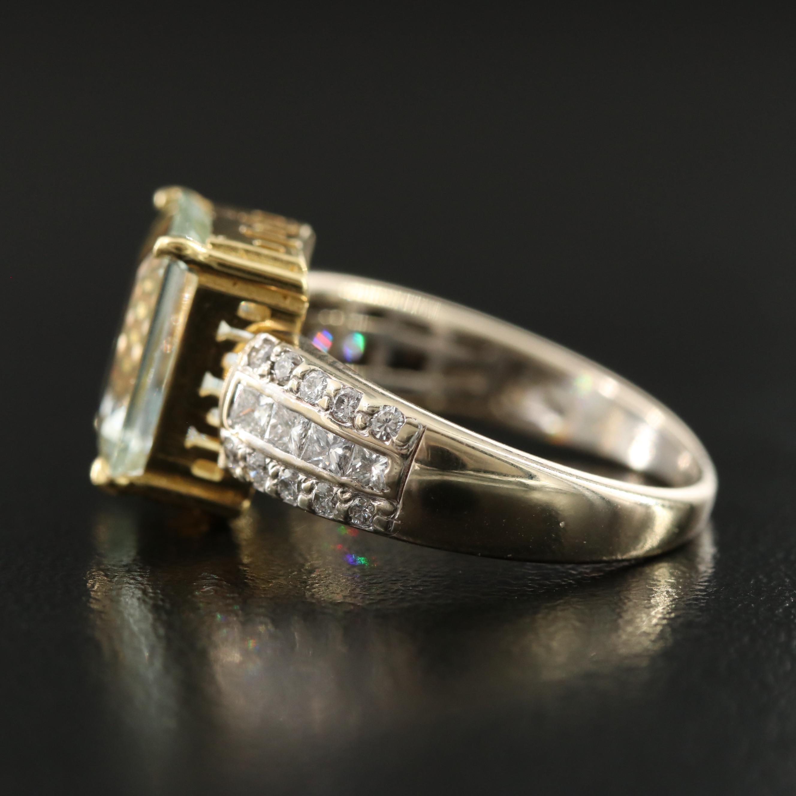 18K Green Beryl and Diamond Ring