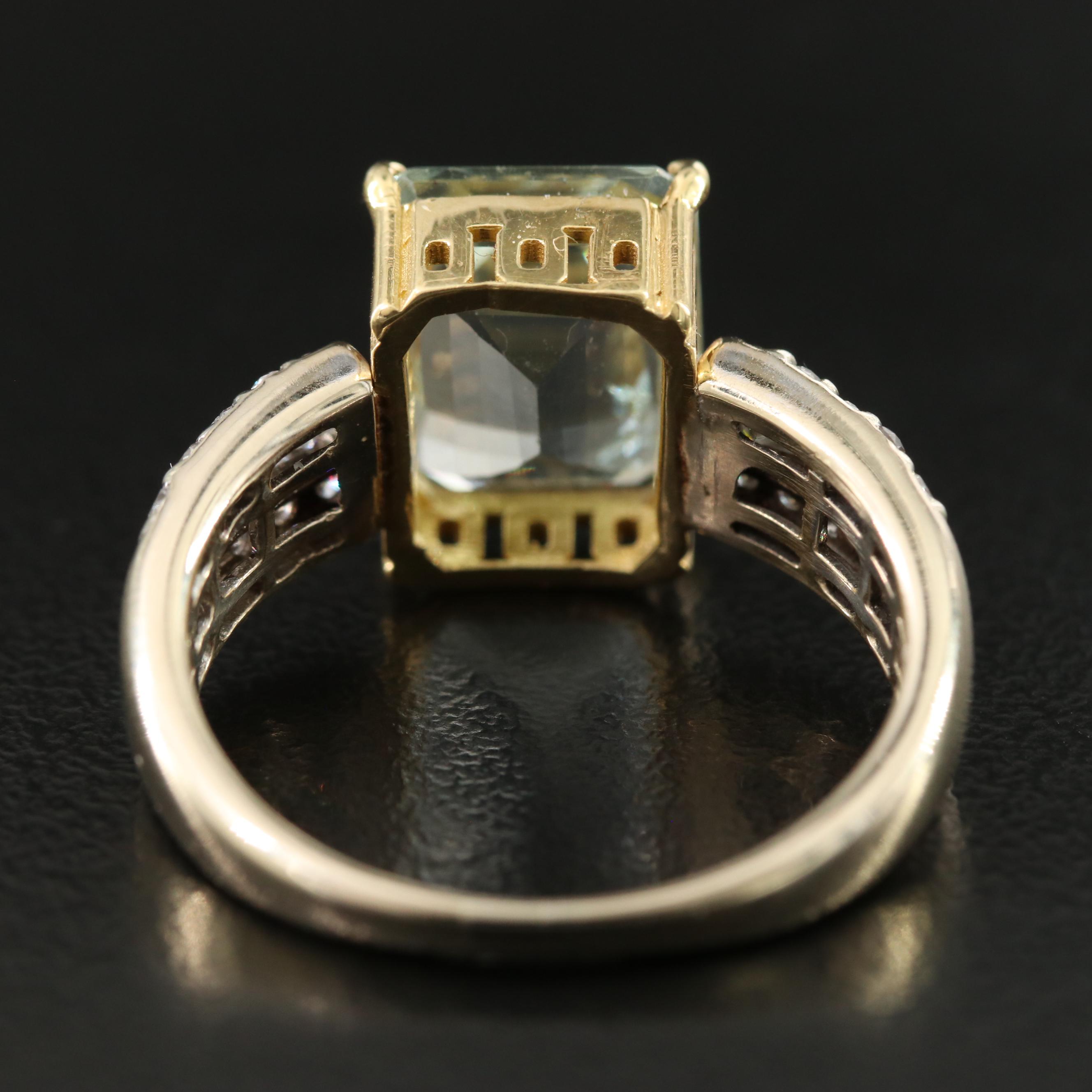 18K Green Beryl and Diamond Ring