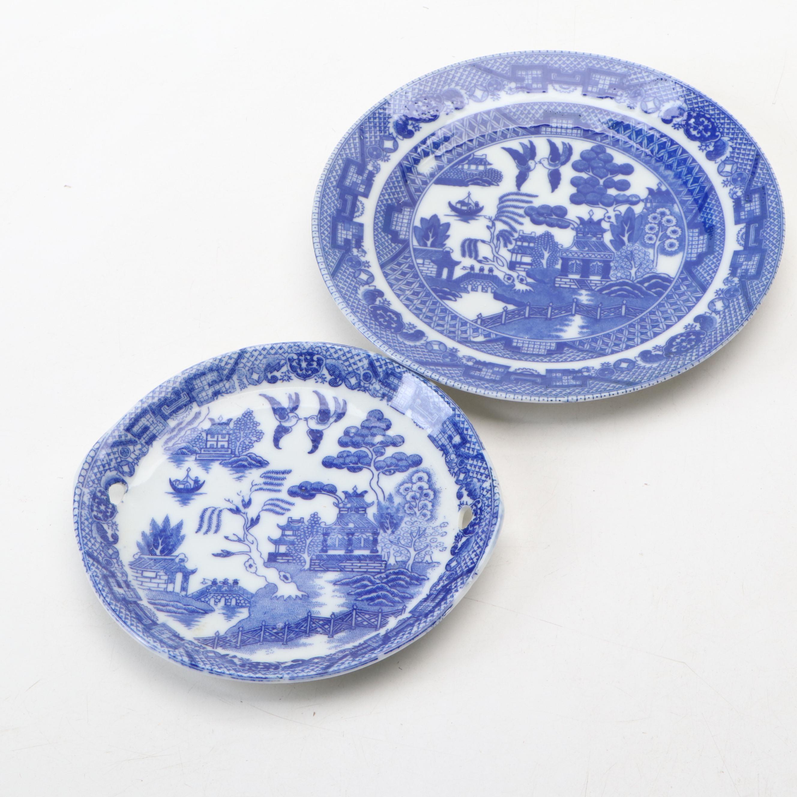 Children's Blue Willow Play Tea Set and Tableware, Mid-20th Century