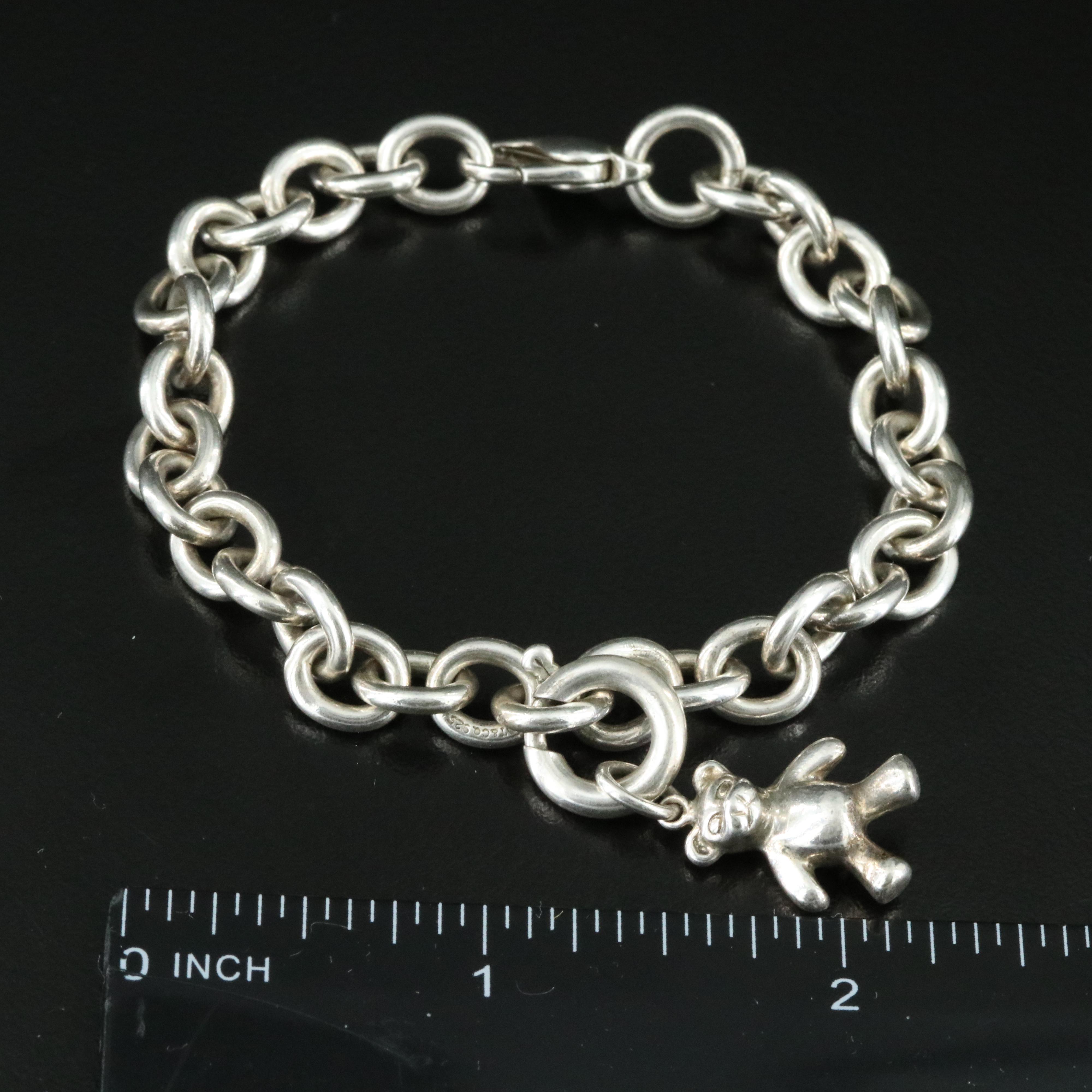 Tiffany & Co. Sterling Classic Charm Bracelet with Teddy Bear Charm