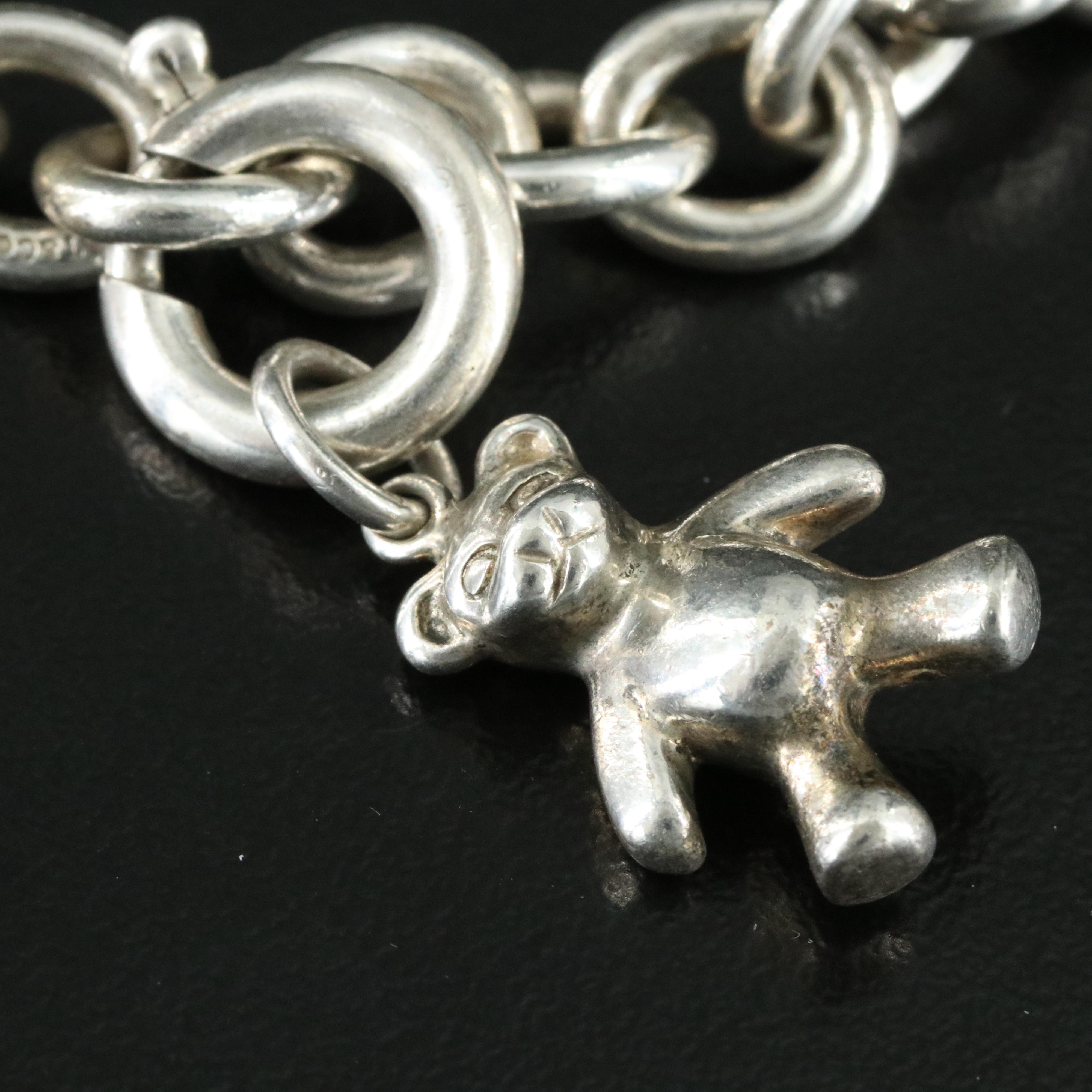 Tiffany & Co. Sterling Classic Charm Bracelet with Teddy Bear Charm