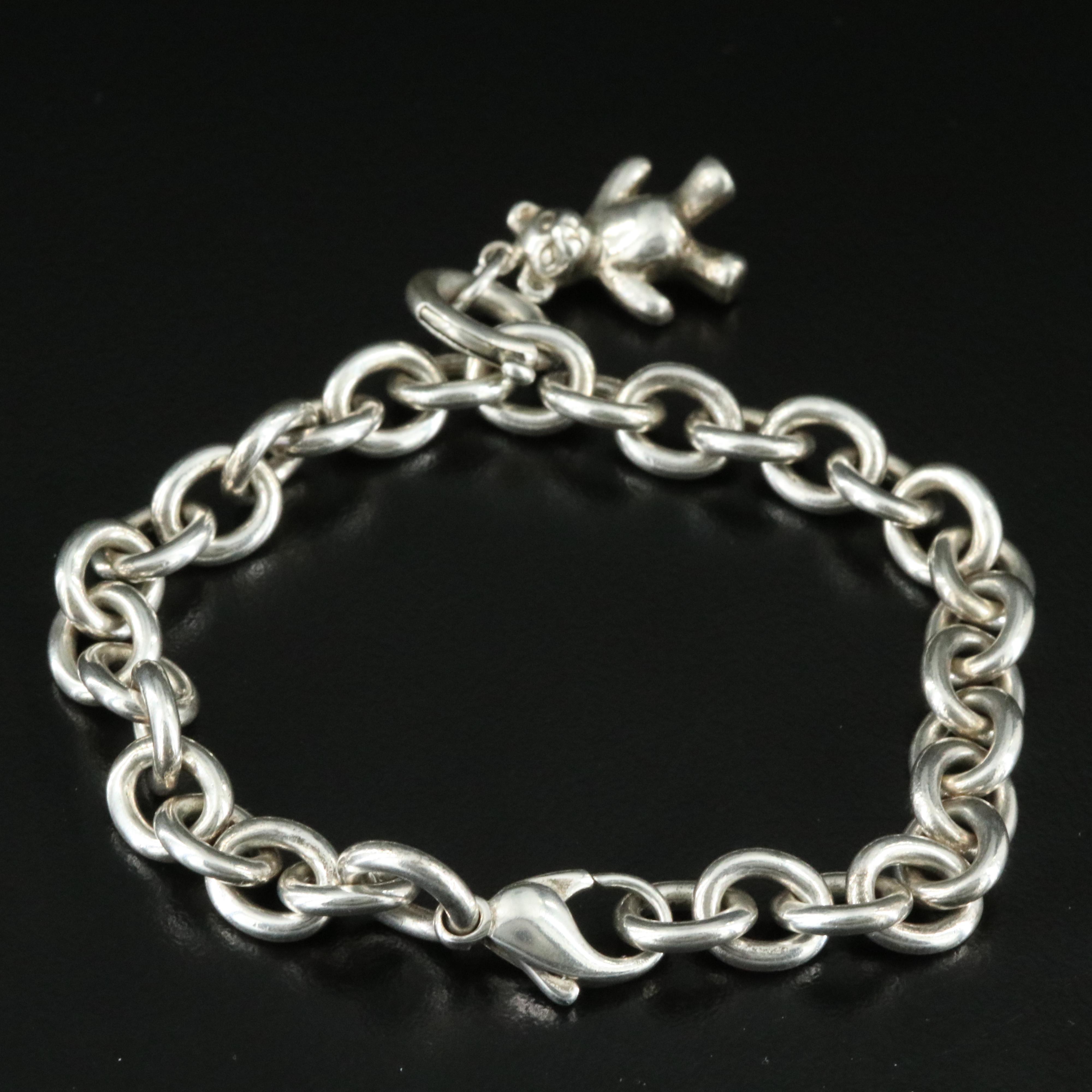 Tiffany & Co. Sterling Classic Charm Bracelet with Teddy Bear Charm