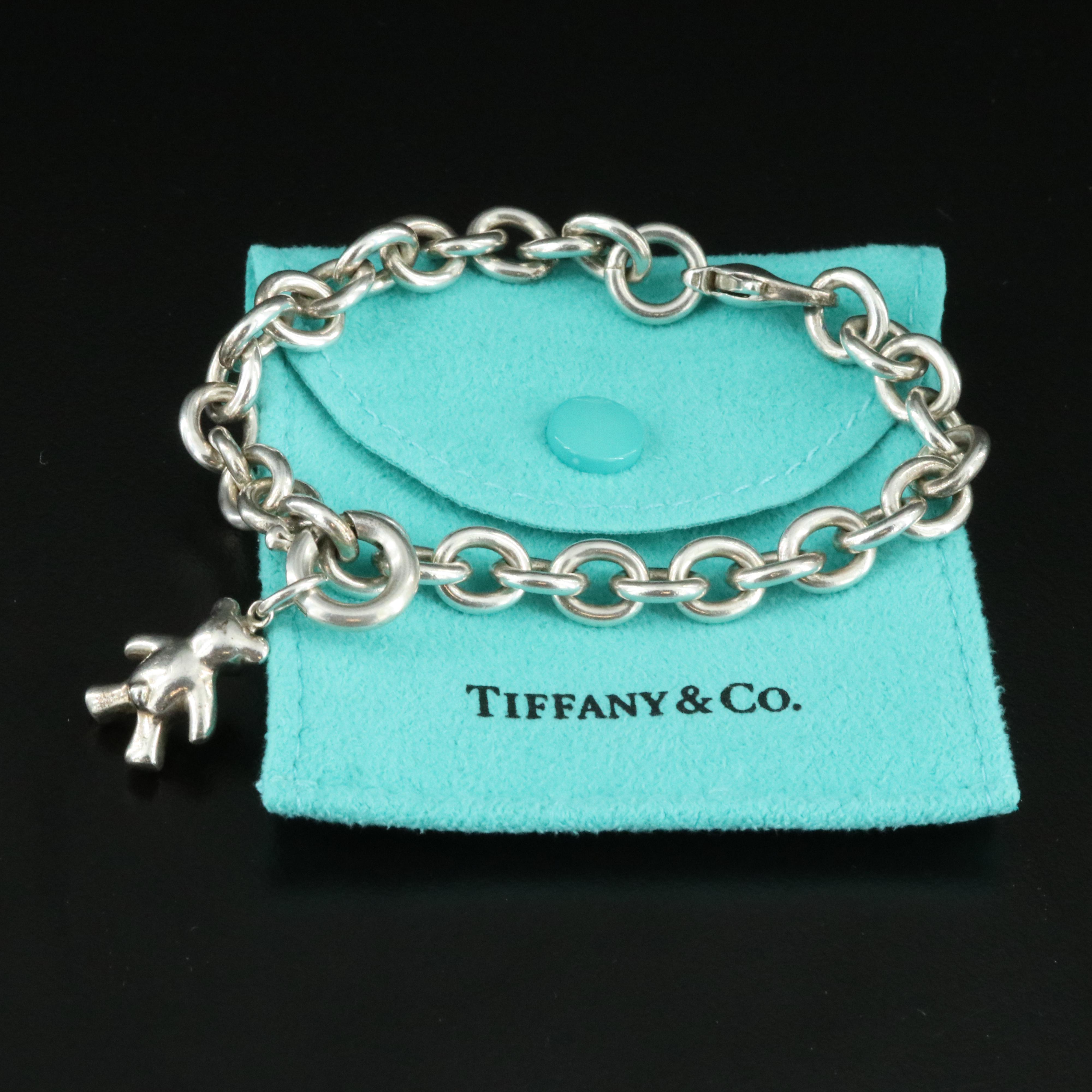 Tiffany & Co. Sterling Classic Charm Bracelet with Teddy Bear Charm