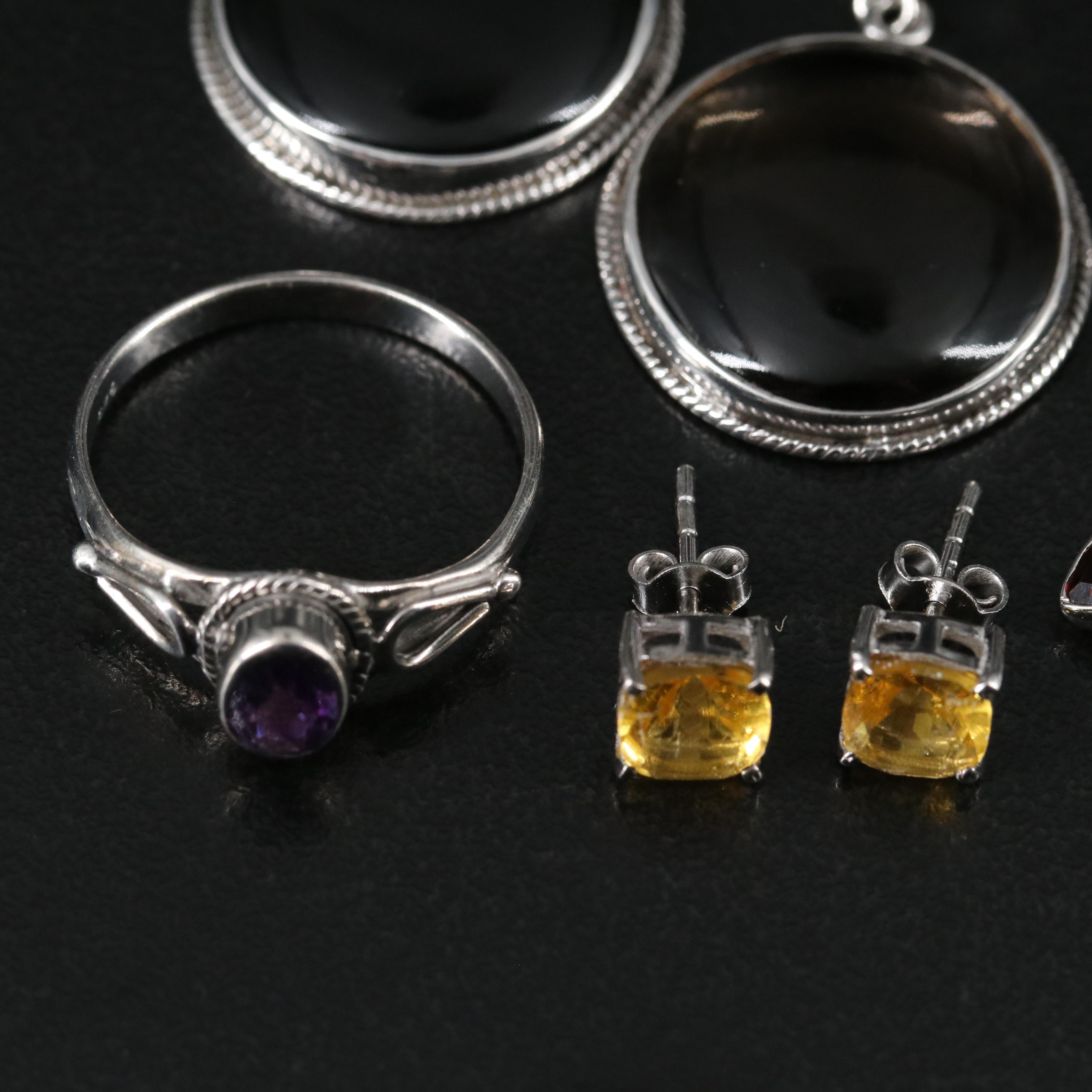 14 Assorted Sterling Silver Rings, Necklaces, Earrings, and Pendants