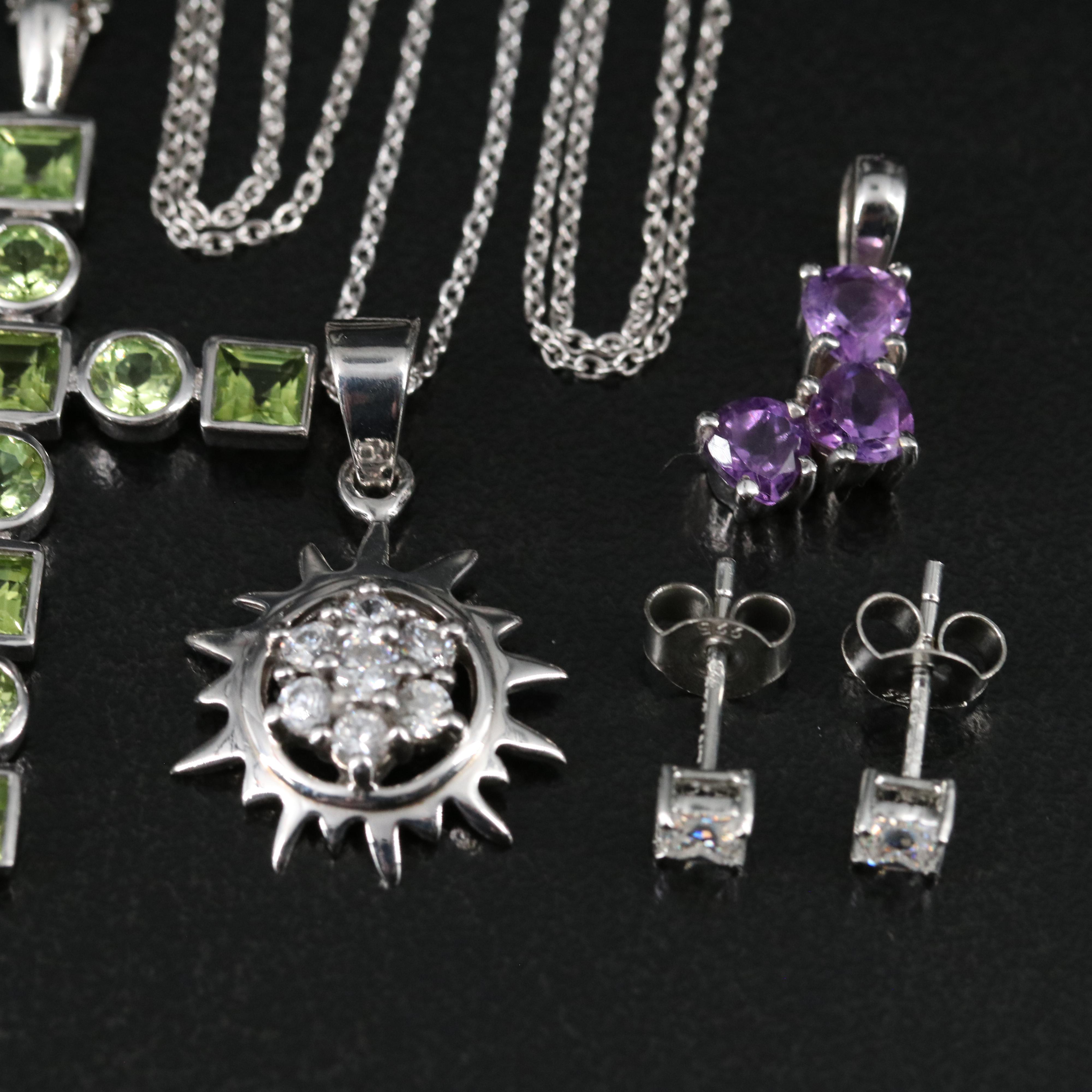 14 Assorted Sterling Silver Rings, Necklaces, Earrings, and Pendants