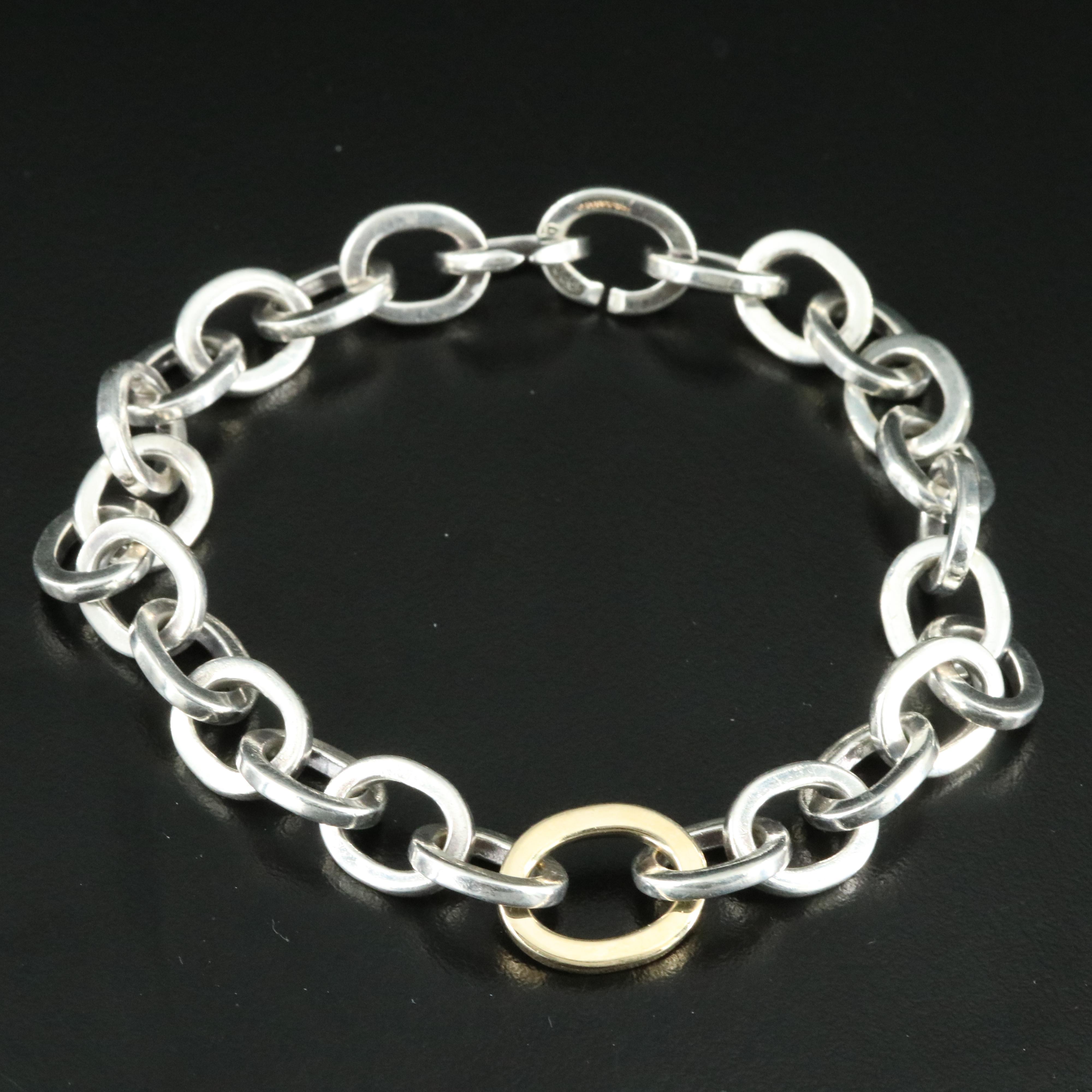 Tiffany & Co. Sterling Oval Link Bracelet with 18K Accent