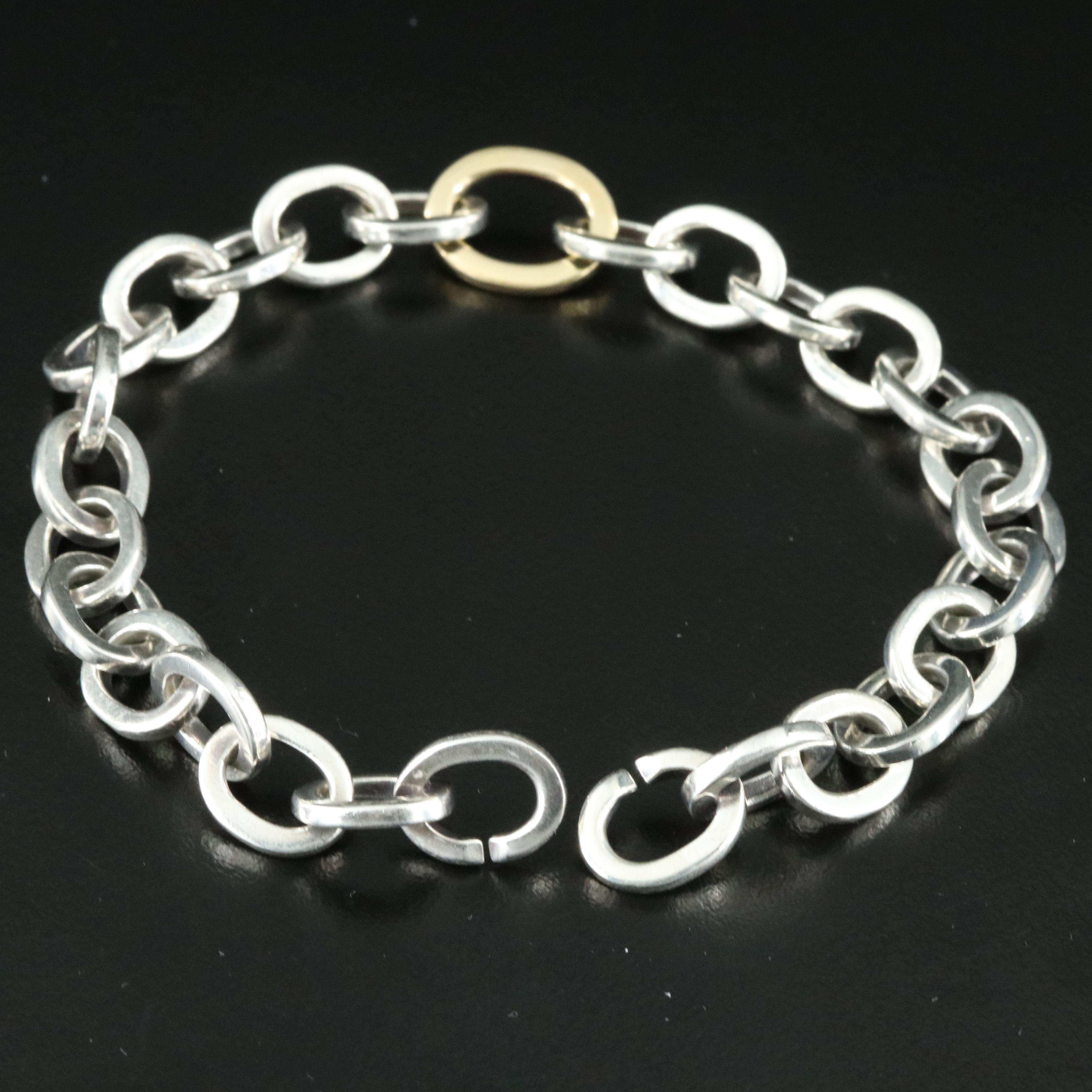 Tiffany & Co. Sterling Oval Link Bracelet with 18K Accent