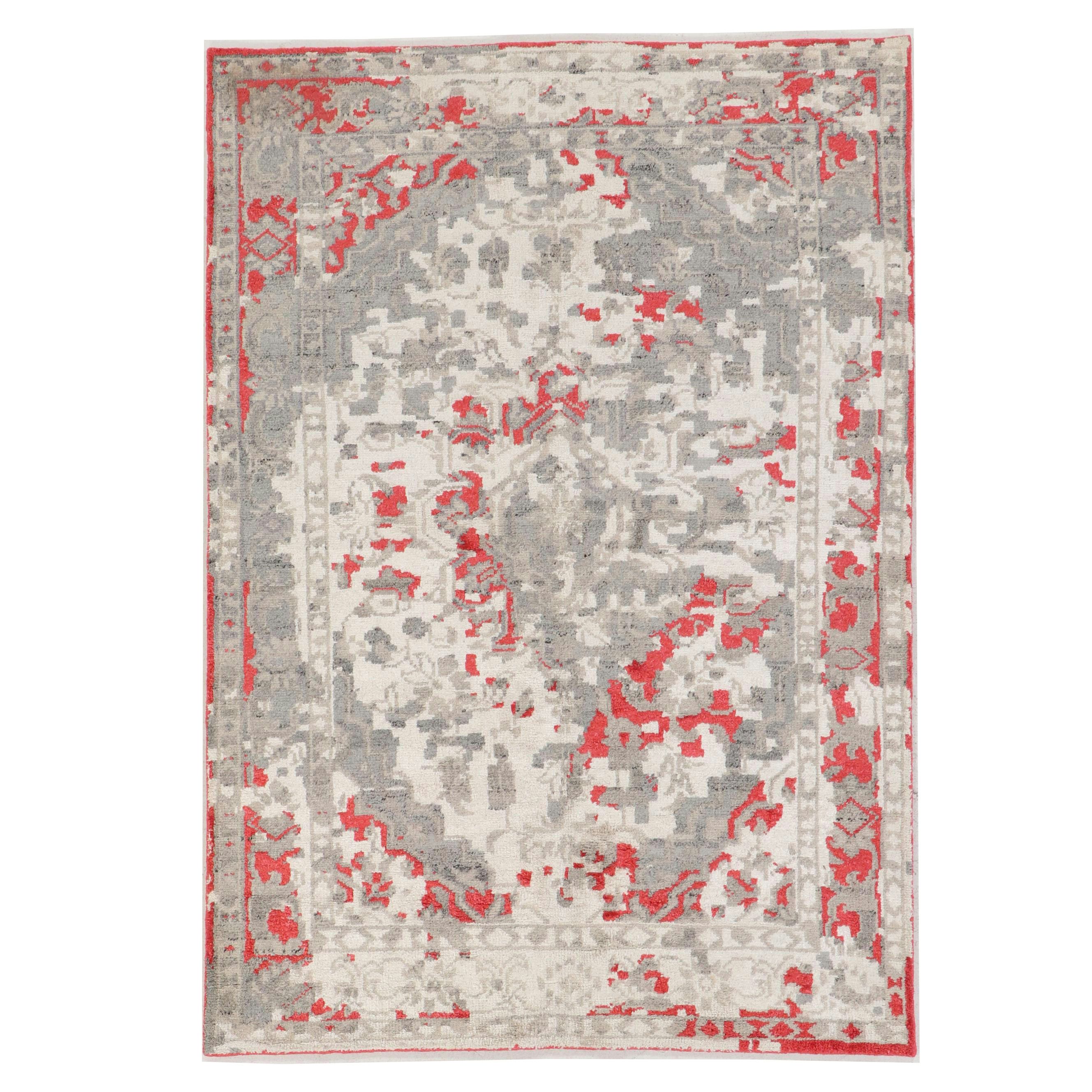 5' x 7'11 Hand-Knotted Indian Contemporary Area Rug