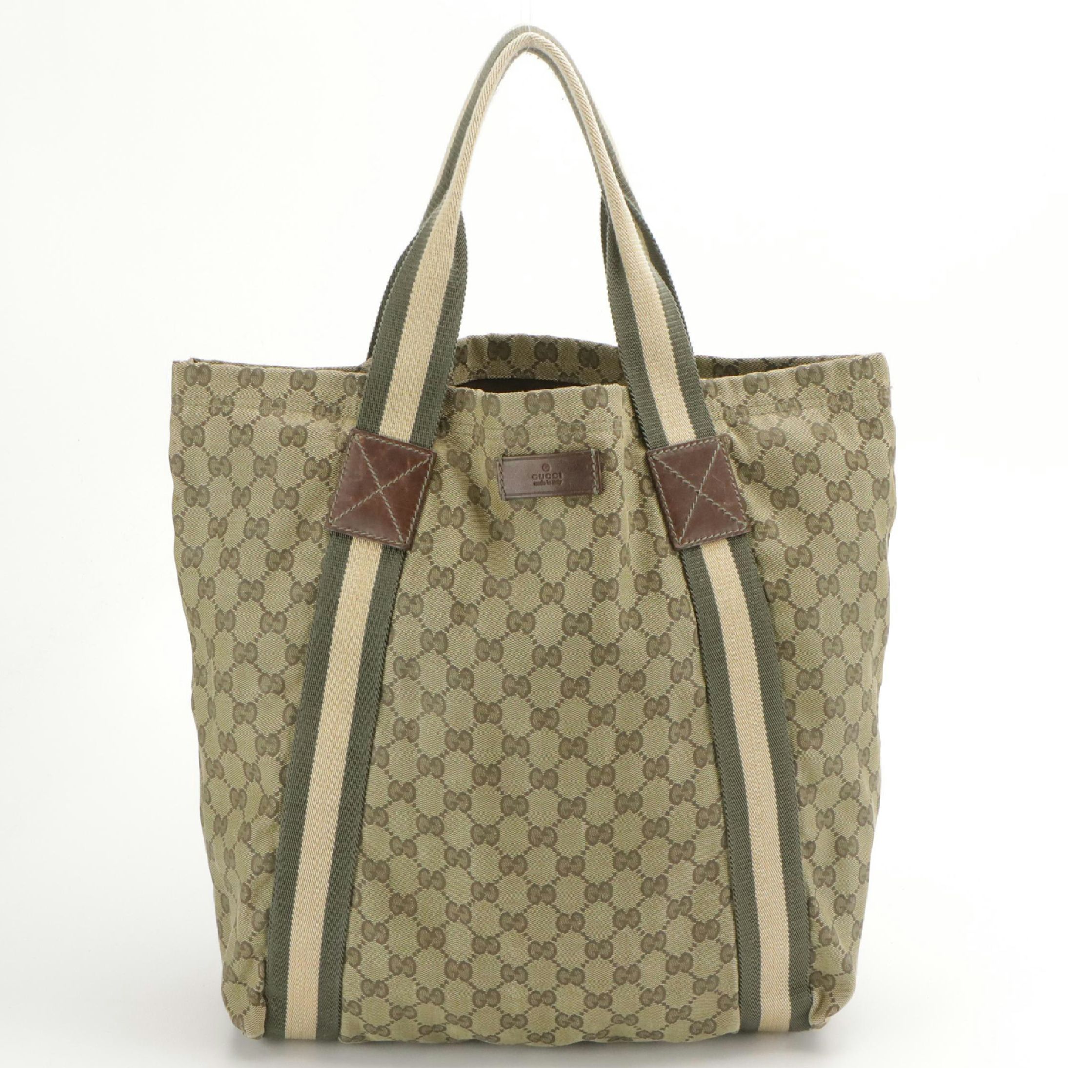 Gucci GG Canvas Web Stripe Tote Bag