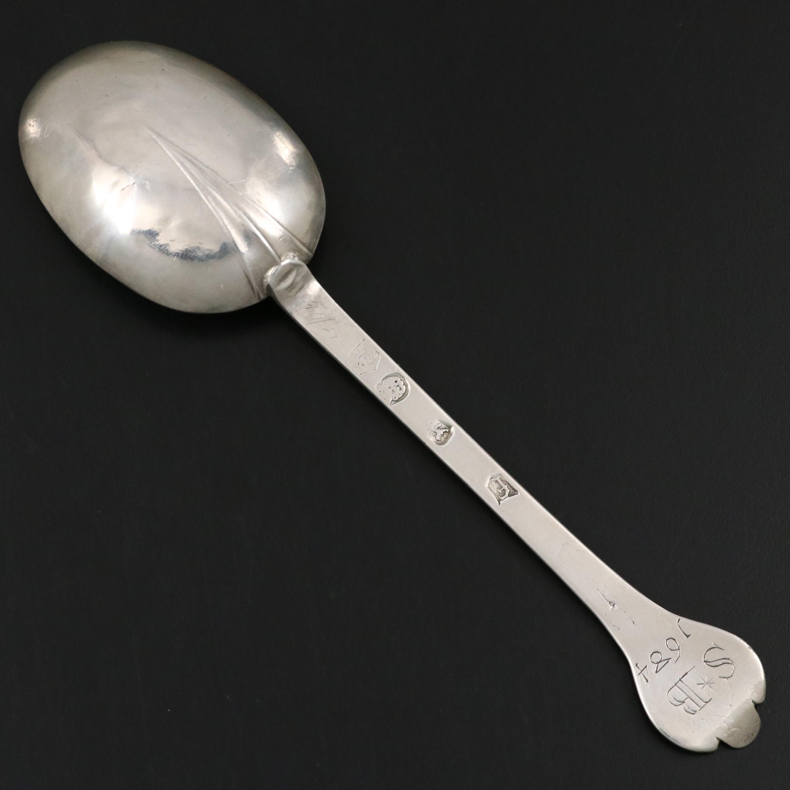 Antique William Mathew English Sterling Silver Spoon, 1683
