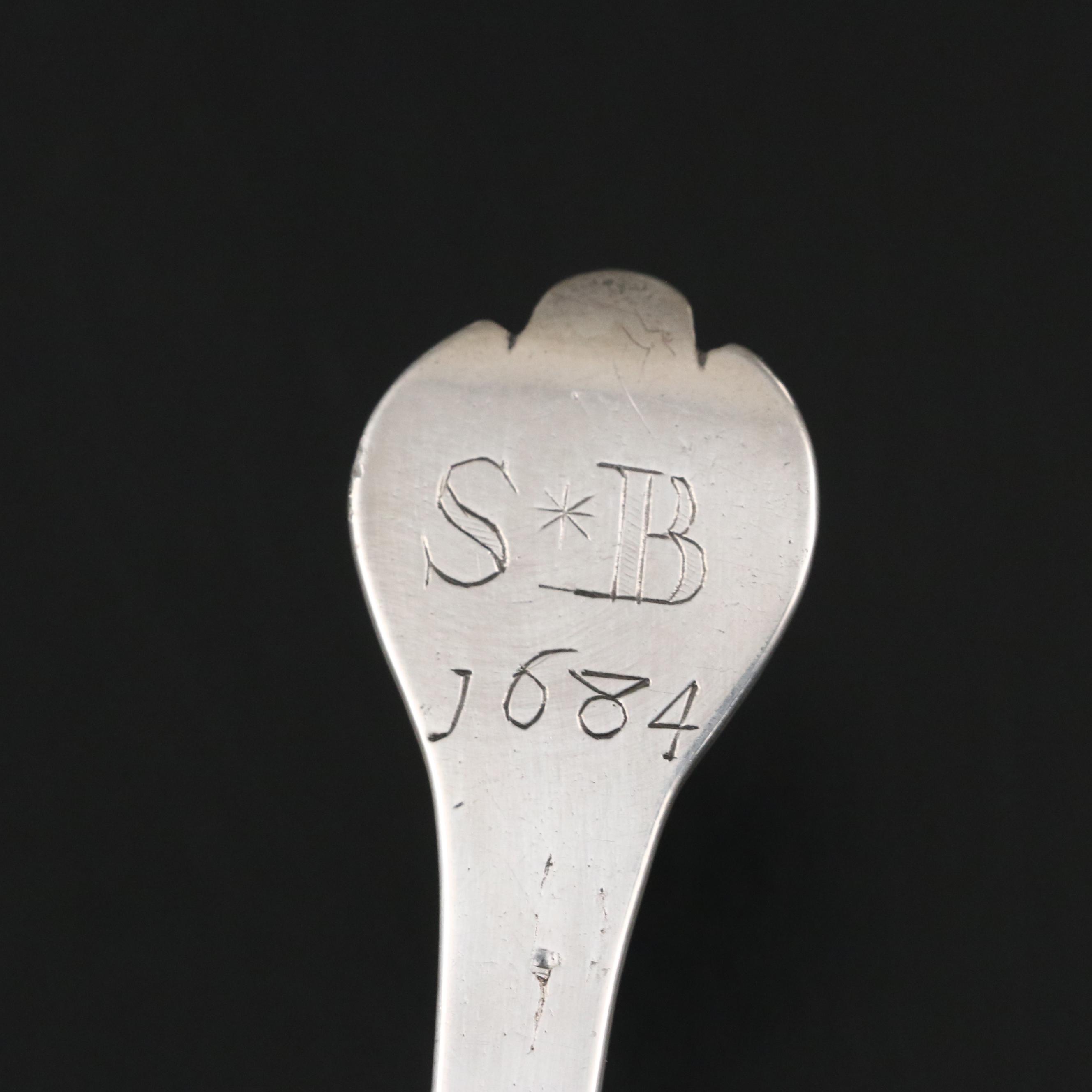 Antique William Mathew English Sterling Silver Spoon, 1683