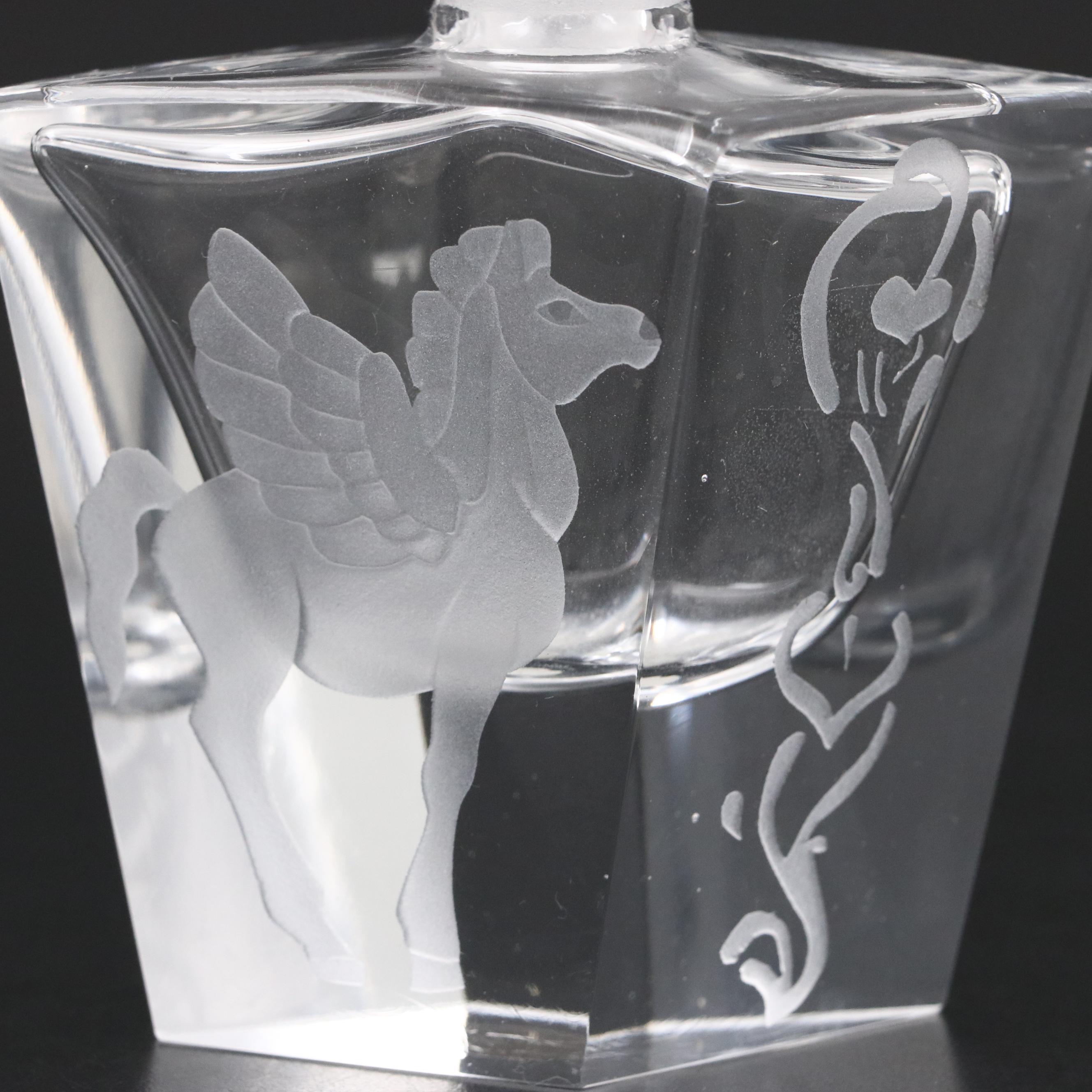 Bohemian Frosted Etched Faceted Crystal Perfume Bottle