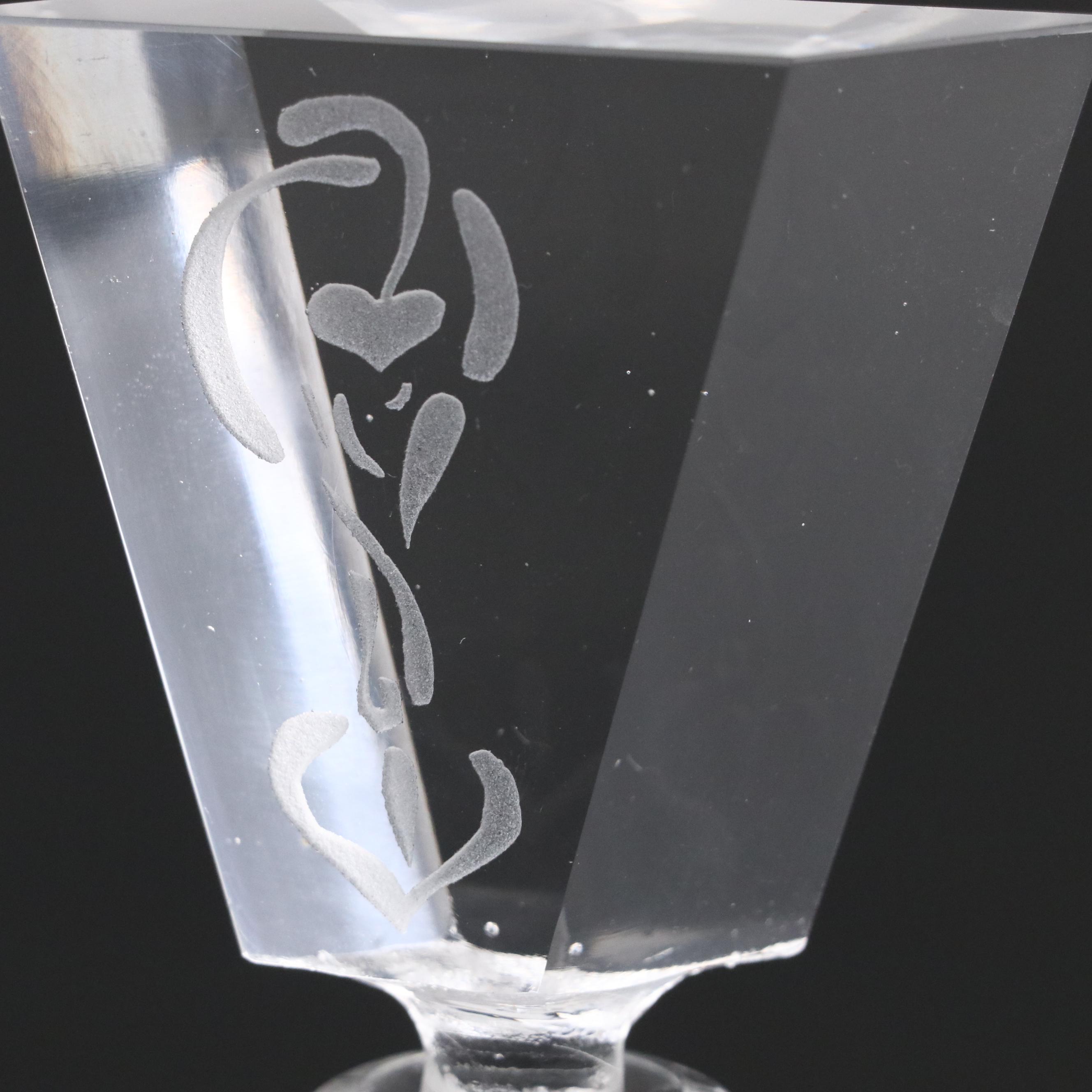 Bohemian Frosted Etched Faceted Crystal Perfume Bottle