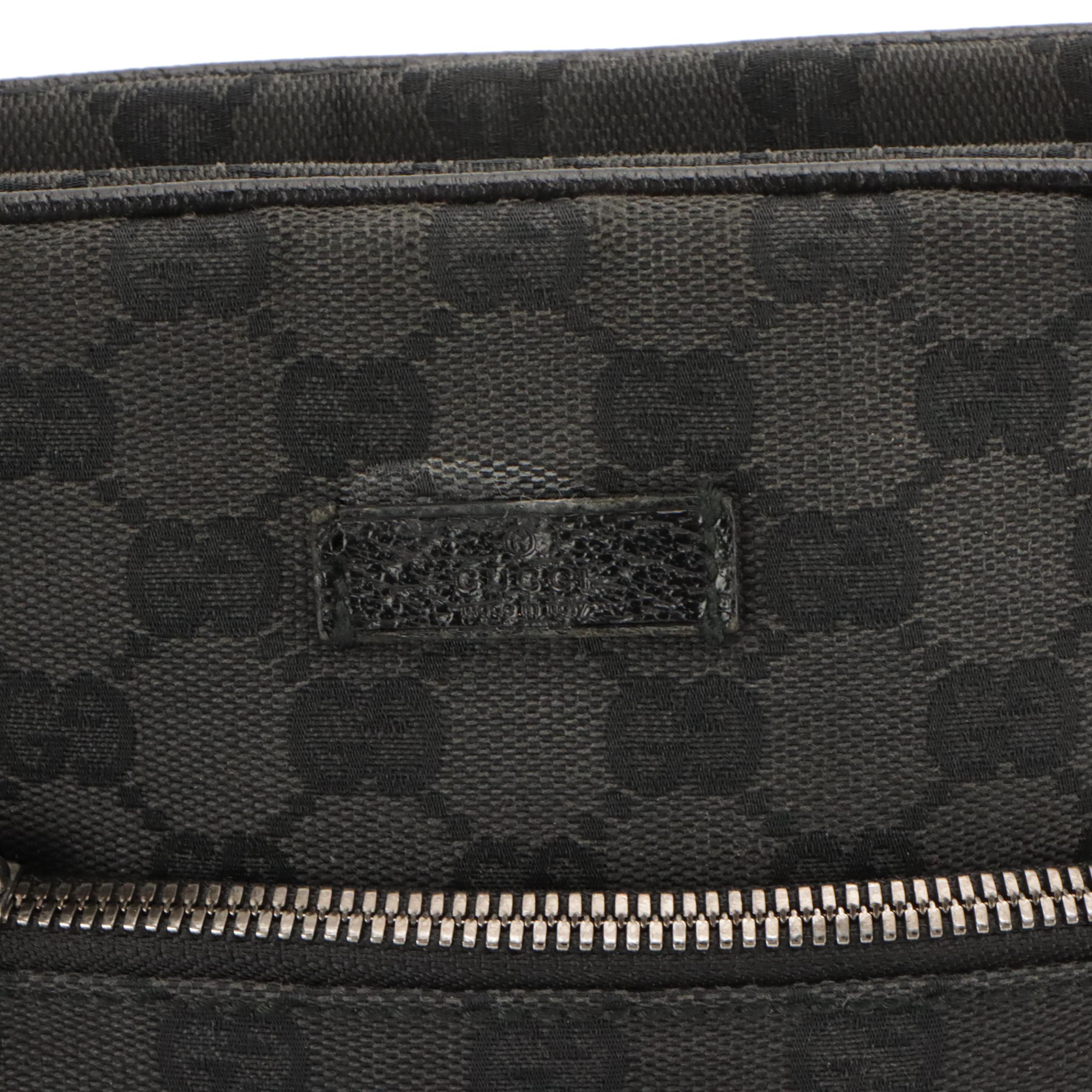 Gucci Black GG Canvas Zip-Around Crossbody Messenger Bag