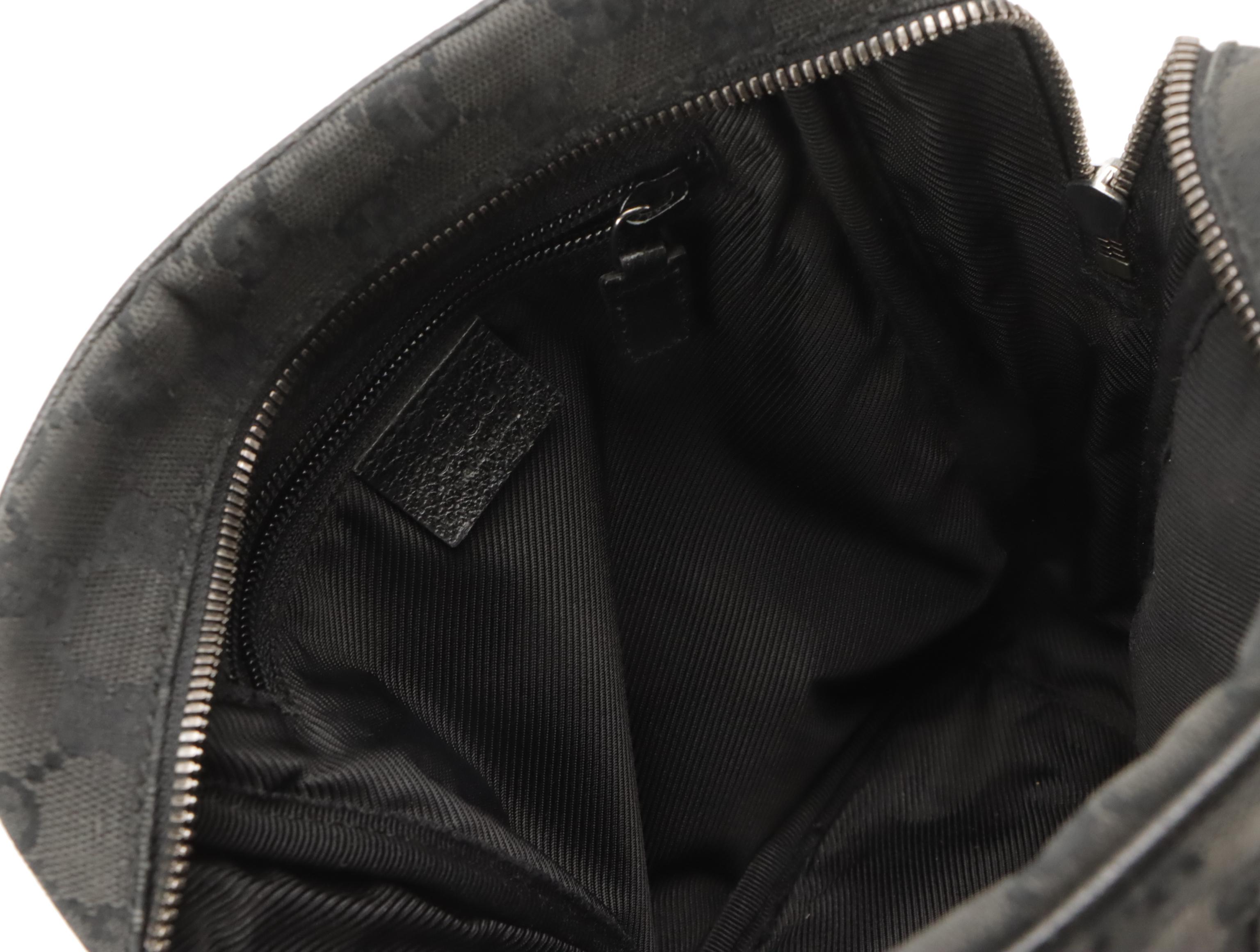 Gucci Black GG Canvas Zip-Around Crossbody Messenger Bag