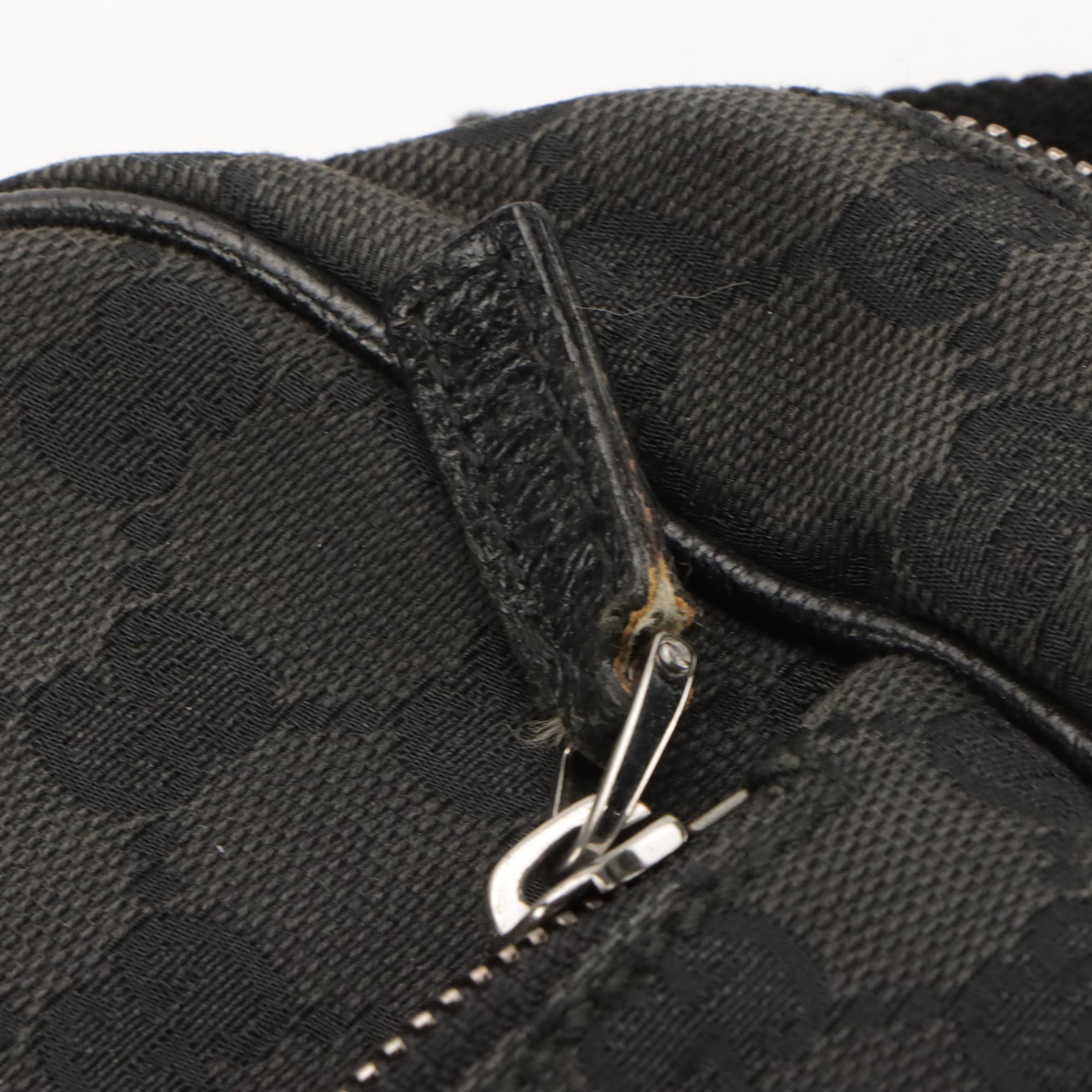 Gucci Black GG Canvas Zip-Around Crossbody Messenger Bag