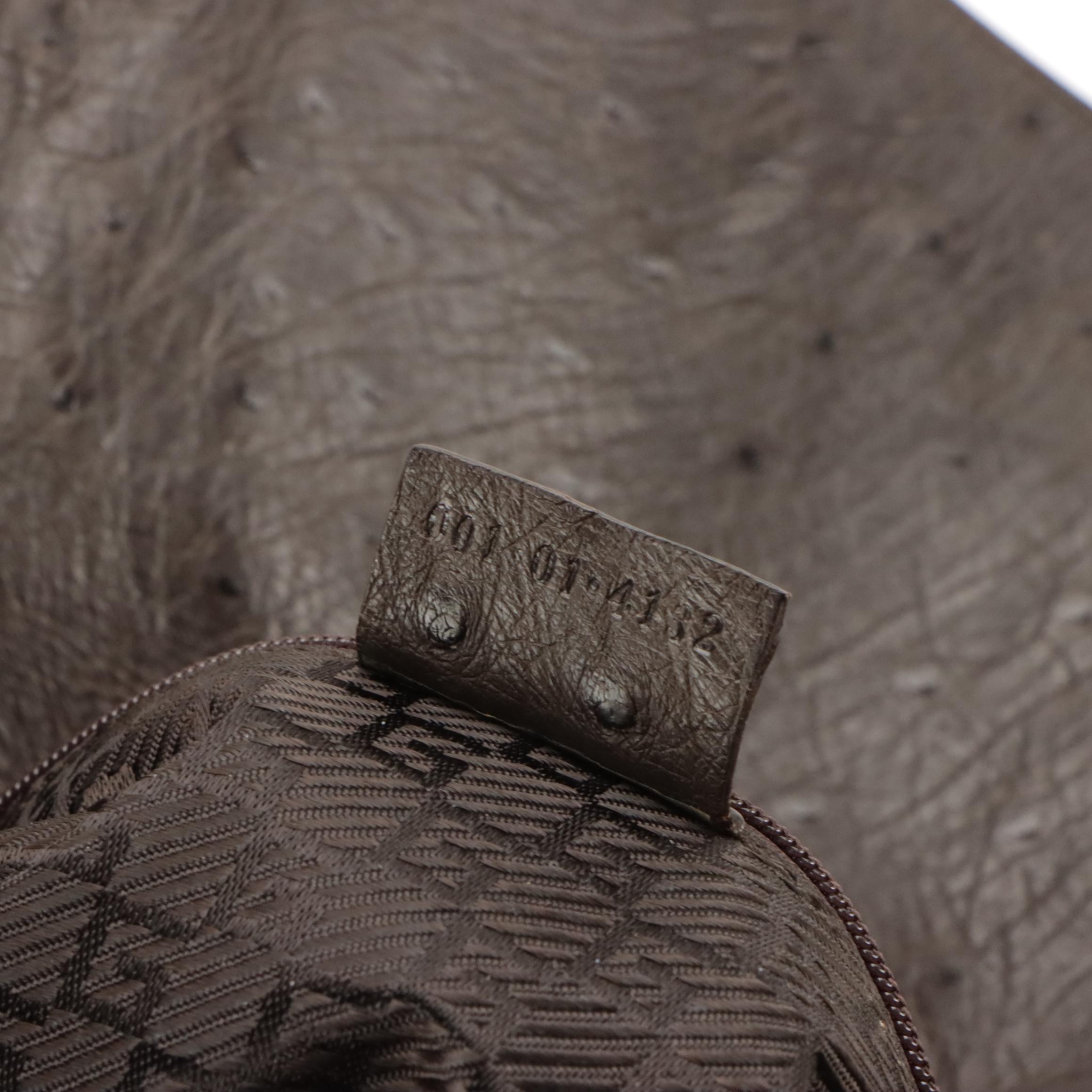 Gucci Mocha Brown Canvas and Ostrich Leather Chain Strap Shoulder Bag