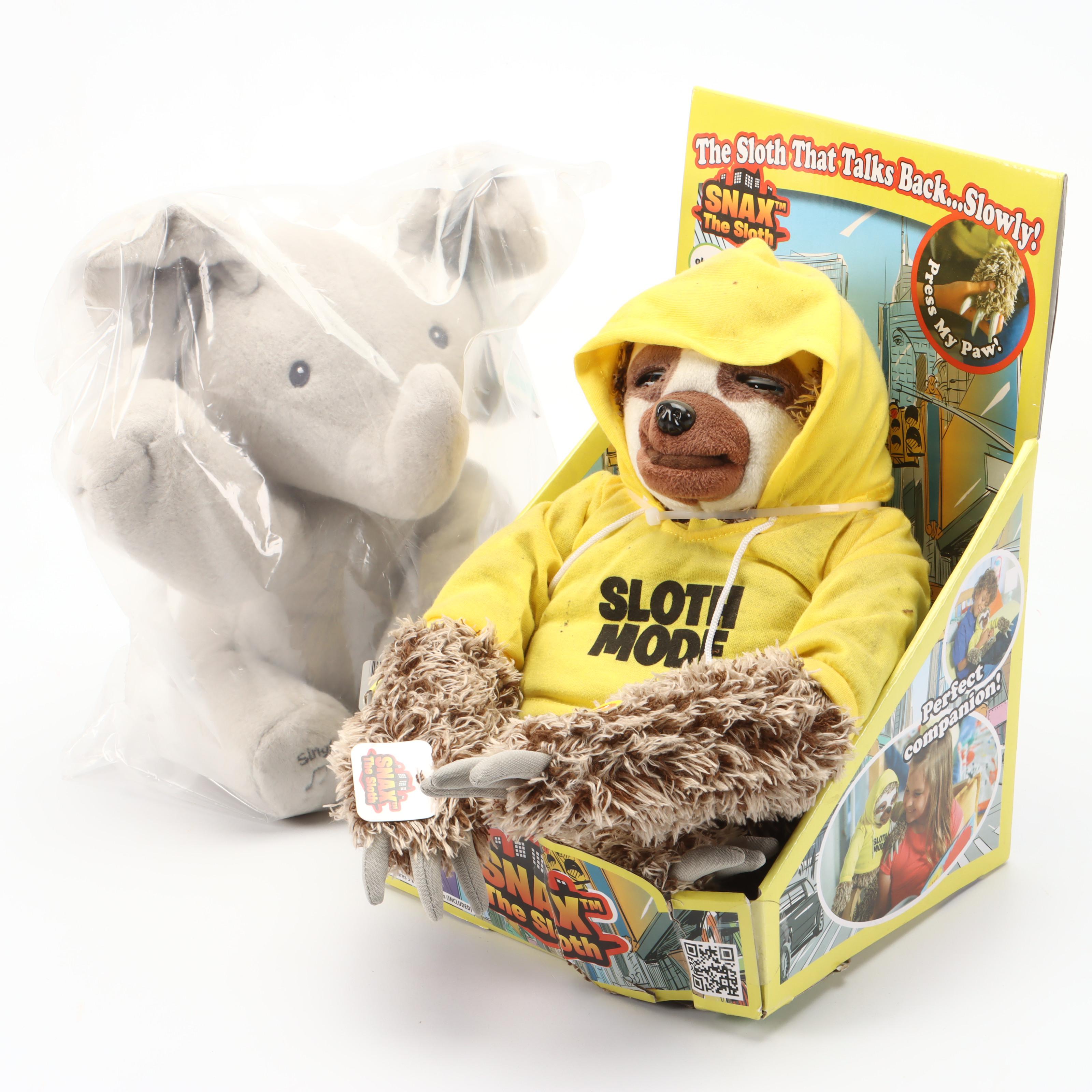 Snax the Sloth and Interactive Plush Elephant