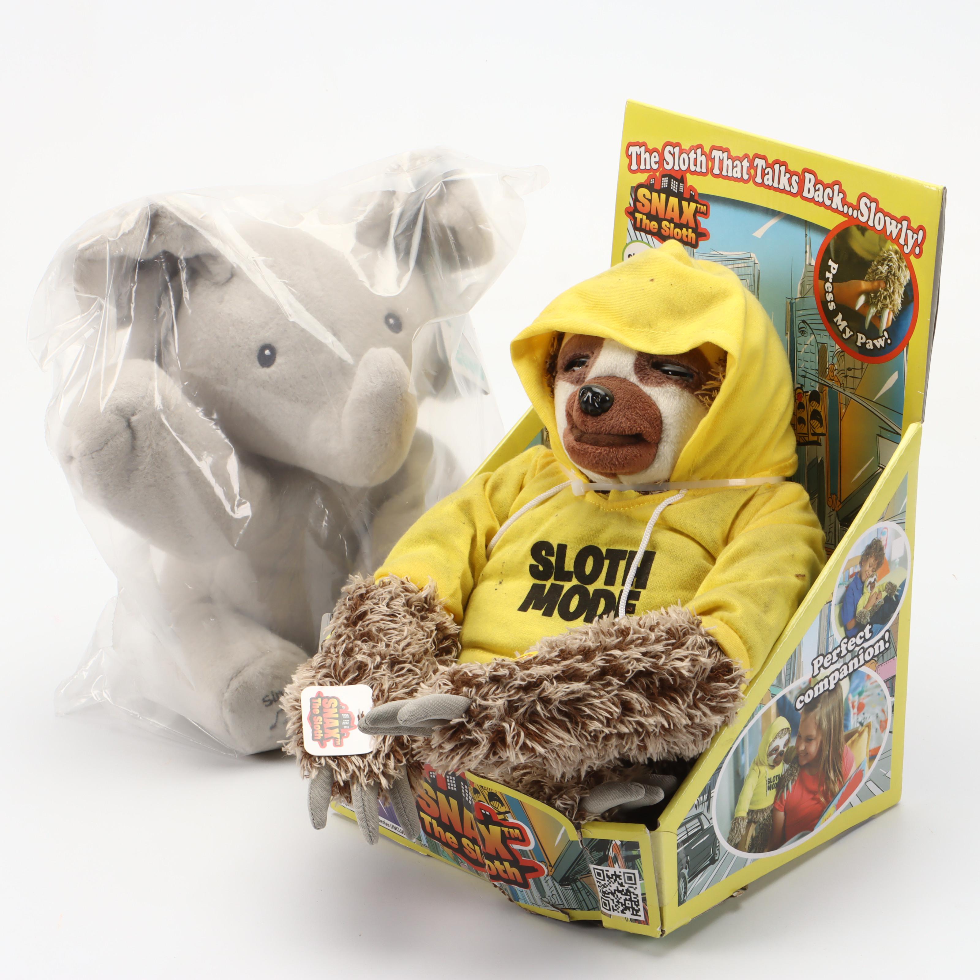Snax the Sloth and Interactive Plush Elephant