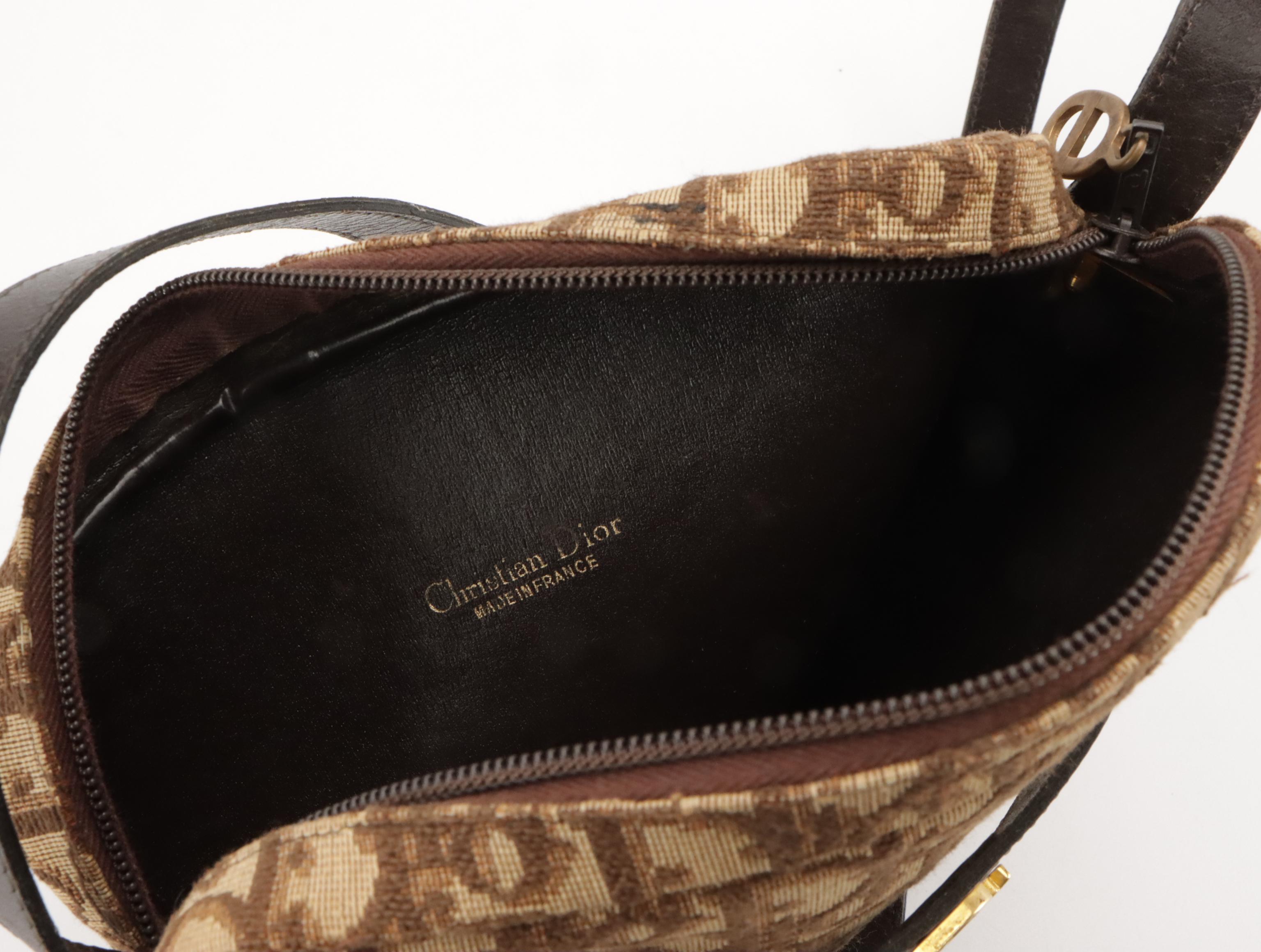 Christian Dior Trotter Jacquard Canvas and Leather Shoulder Bag