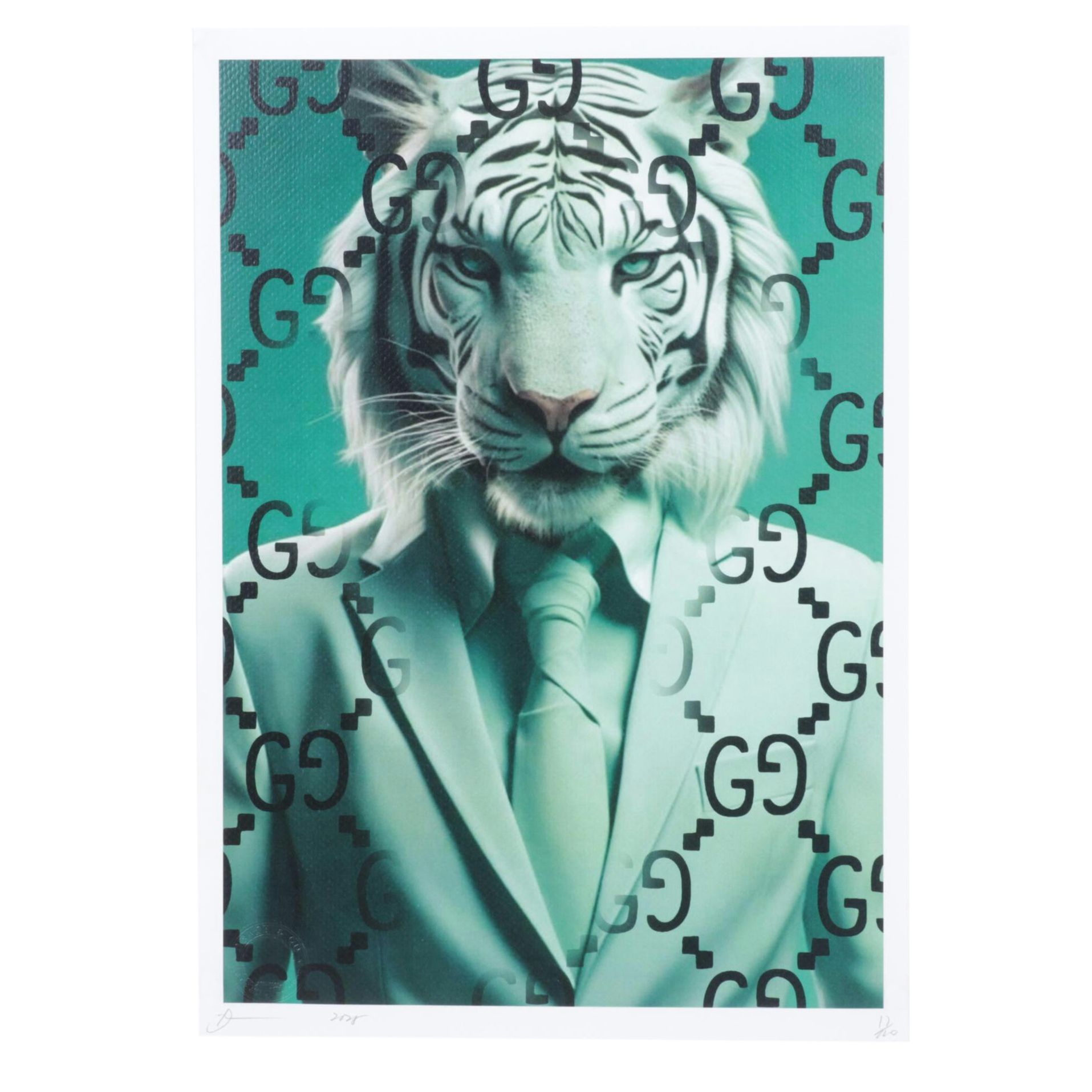 Death NYC Pop Art Homage to Gucci x White Tiger, 2025