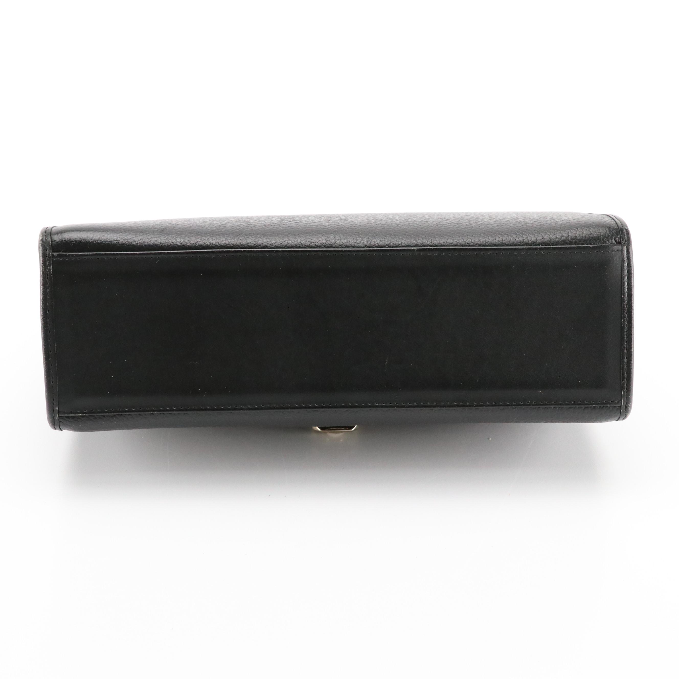 Burberrys Black Grained Leather Top Handle Bag