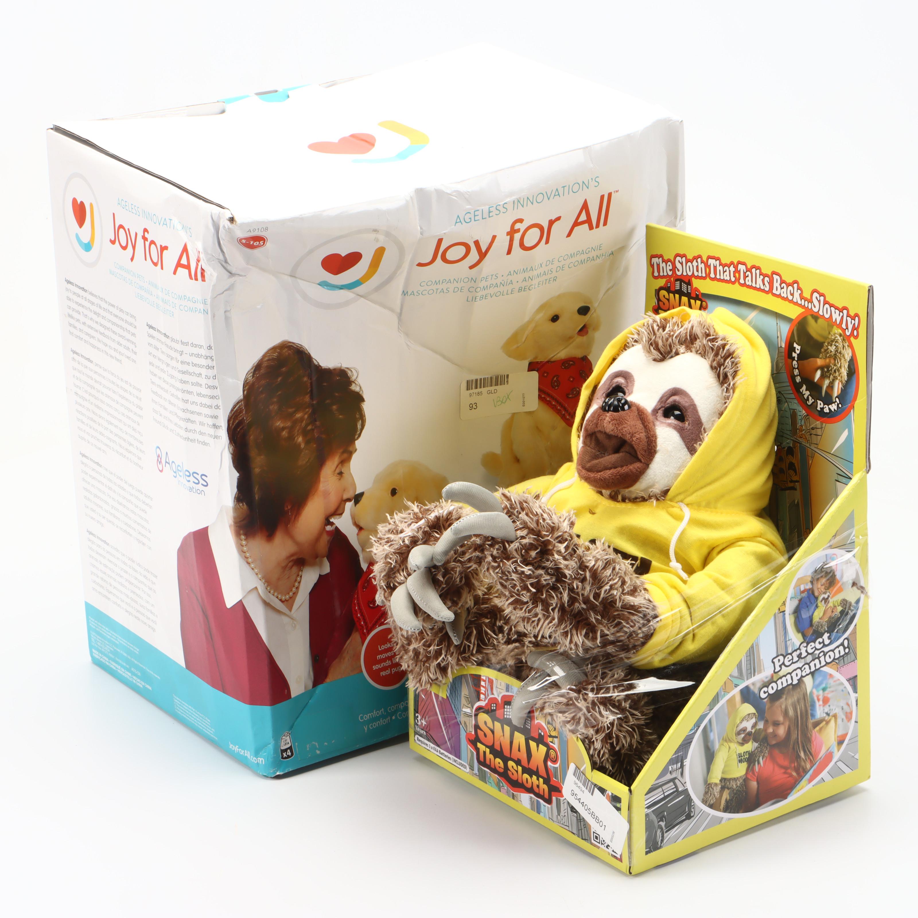 Snax the Sloth and Golden Pup Electronic Plush Toys