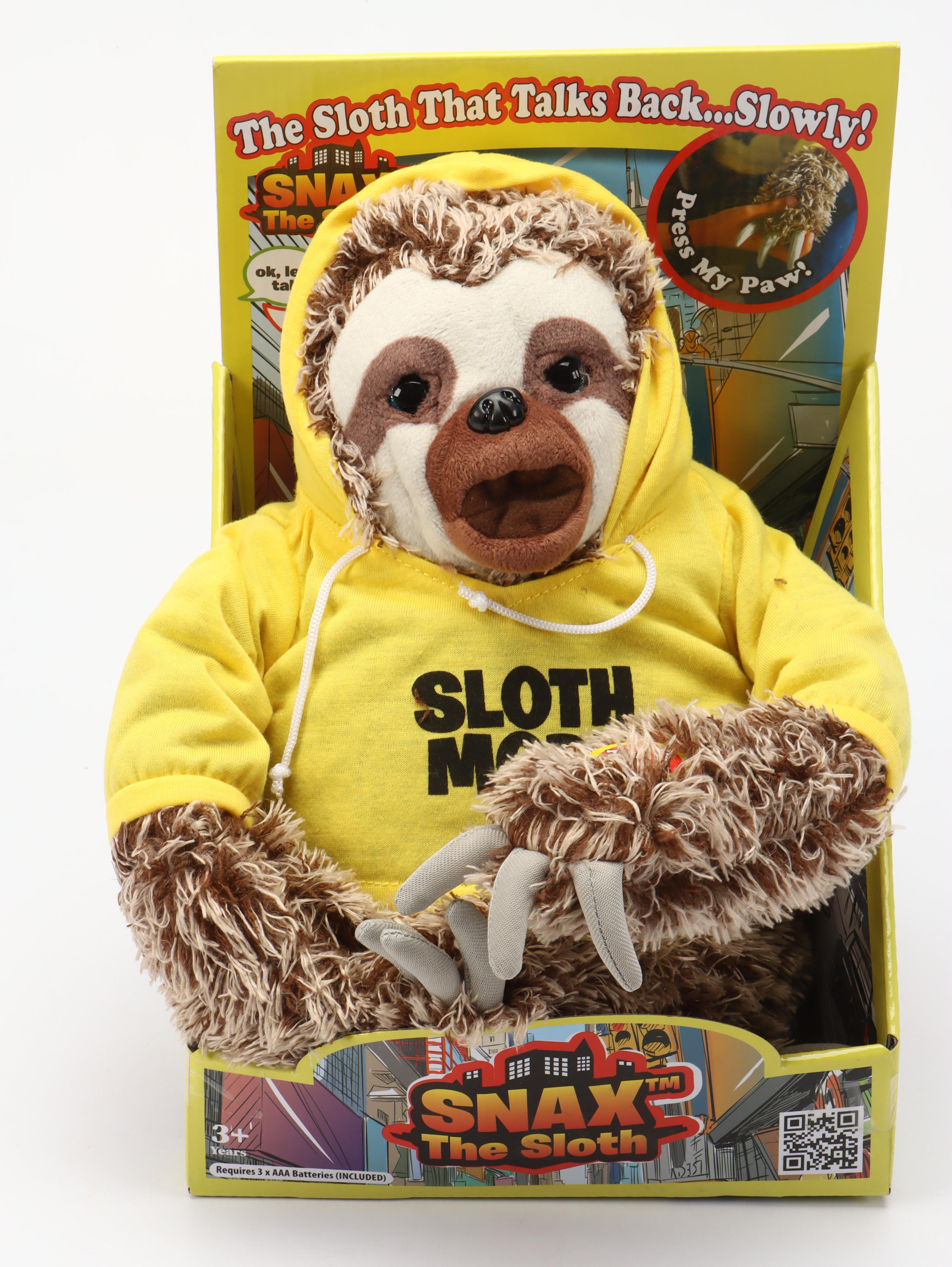 Snax the Sloth with GUND Sleepy Eyes Owl Soother and Alora the Unicorn