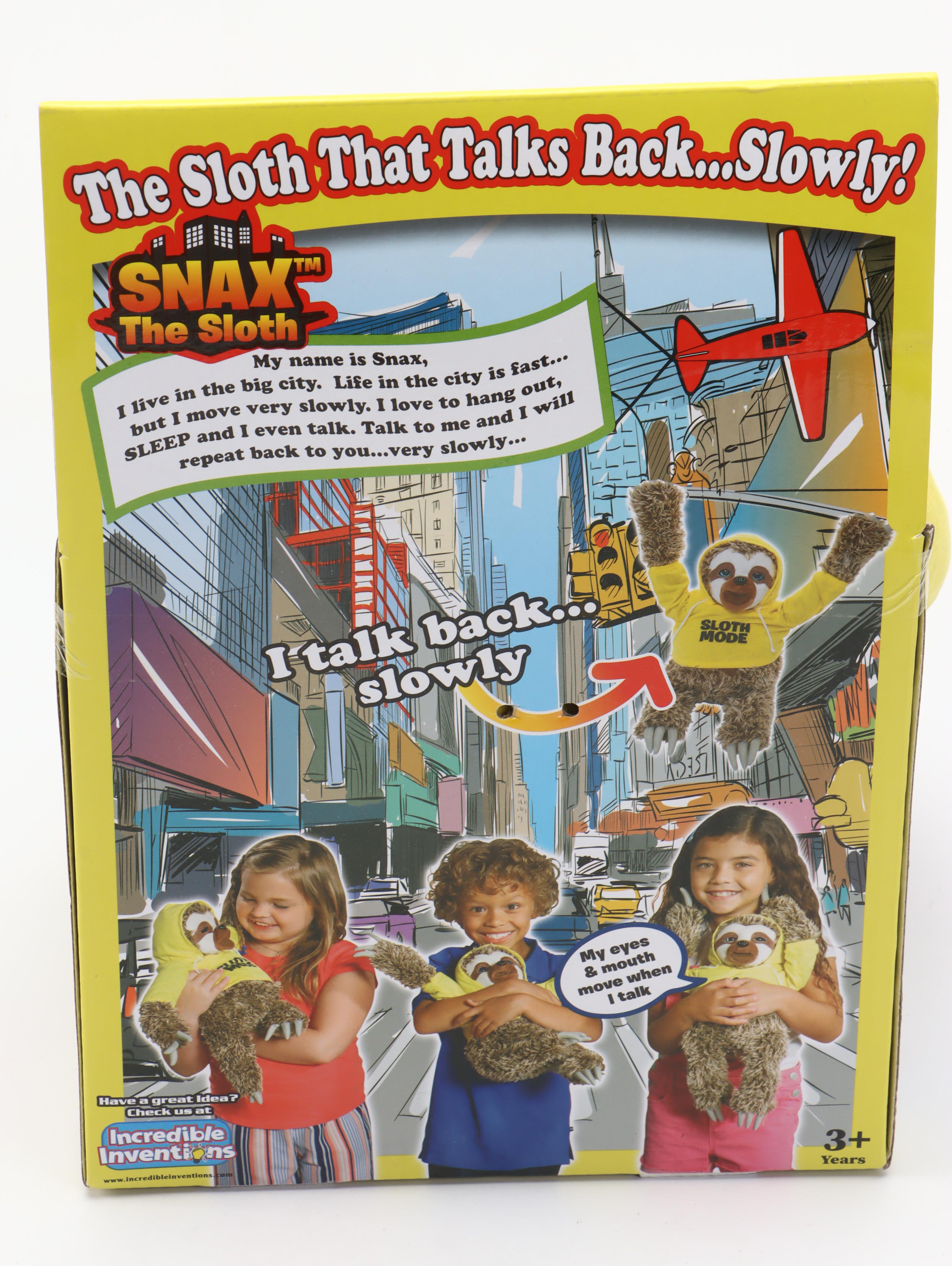 Snax the Sloth with GUND Sleepy Eyes Owl Soother and Alora the Unicorn