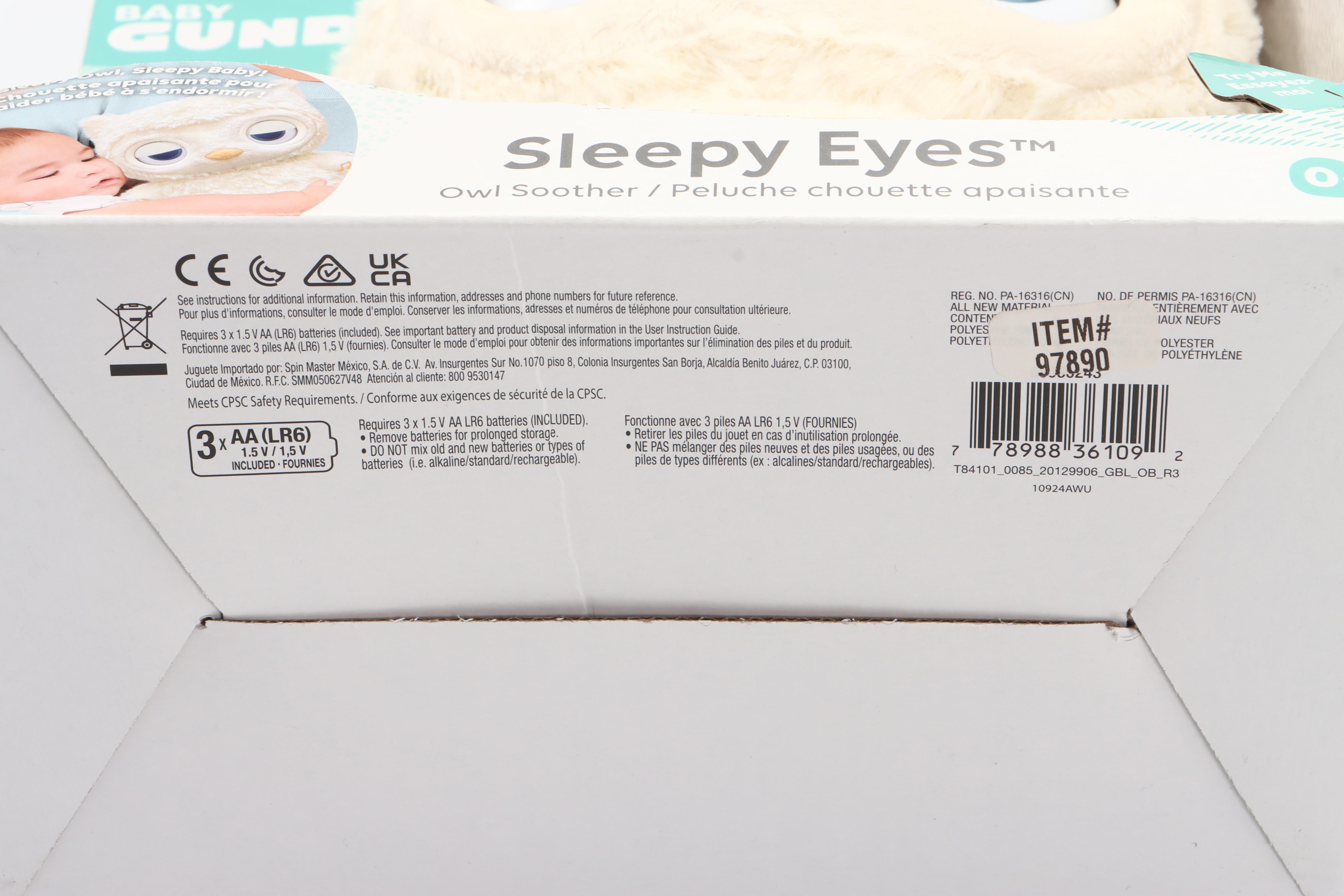 Snax the Sloth with GUND Sleepy Eyes Owl Soother and Alora the Unicorn