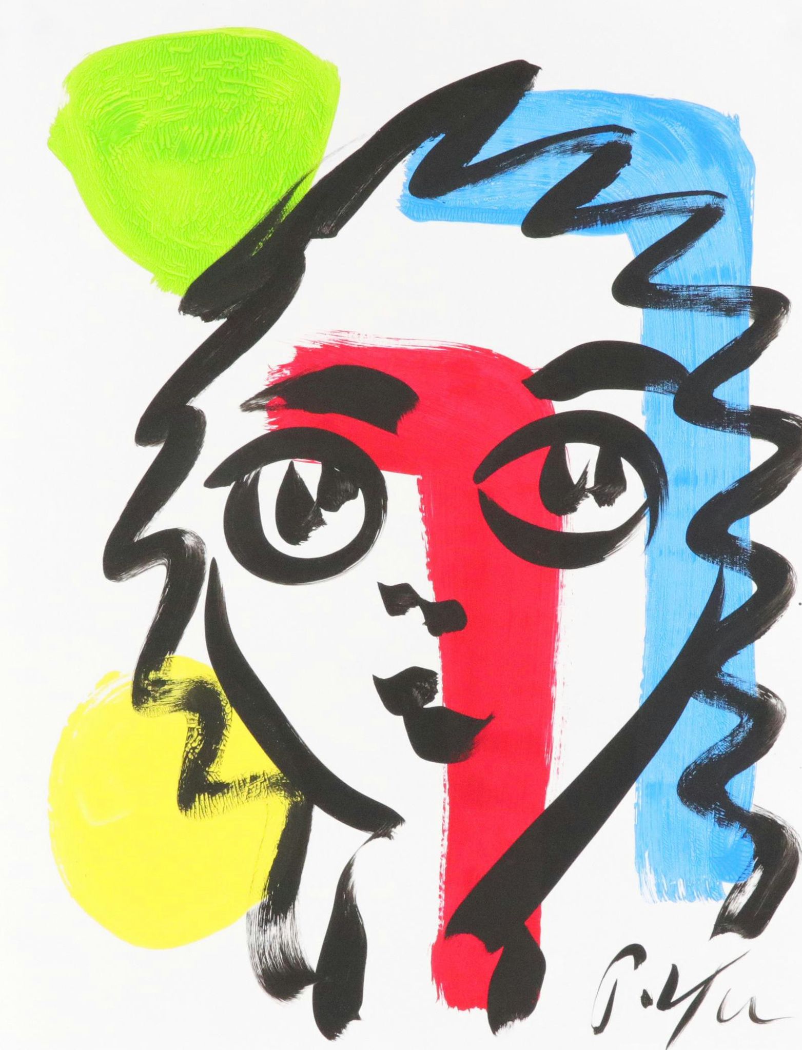 Peter Keil Abstract Acrylic Portrait Painting, Late 20th Century