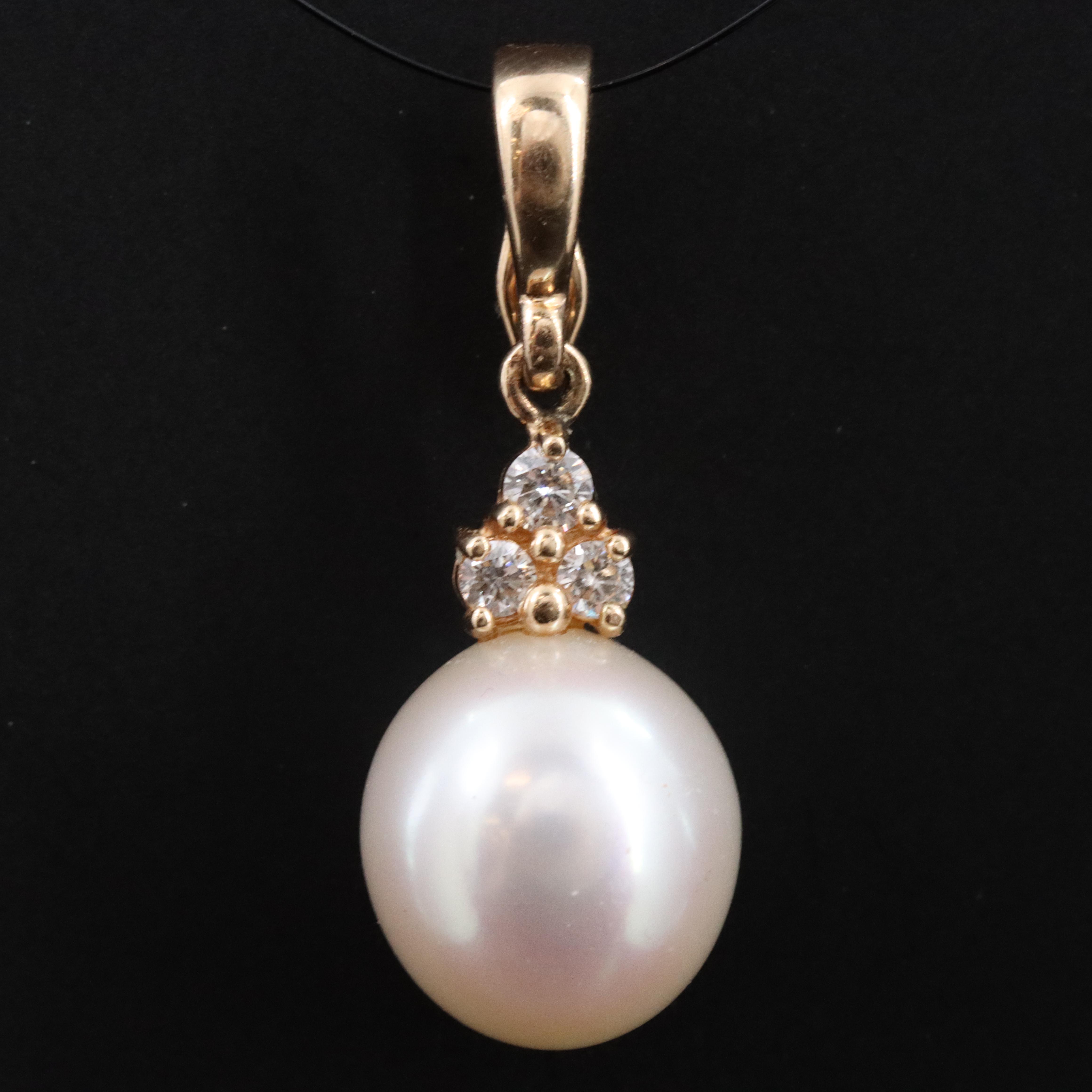 14K Pearl and Diamond Enhancer Pendant