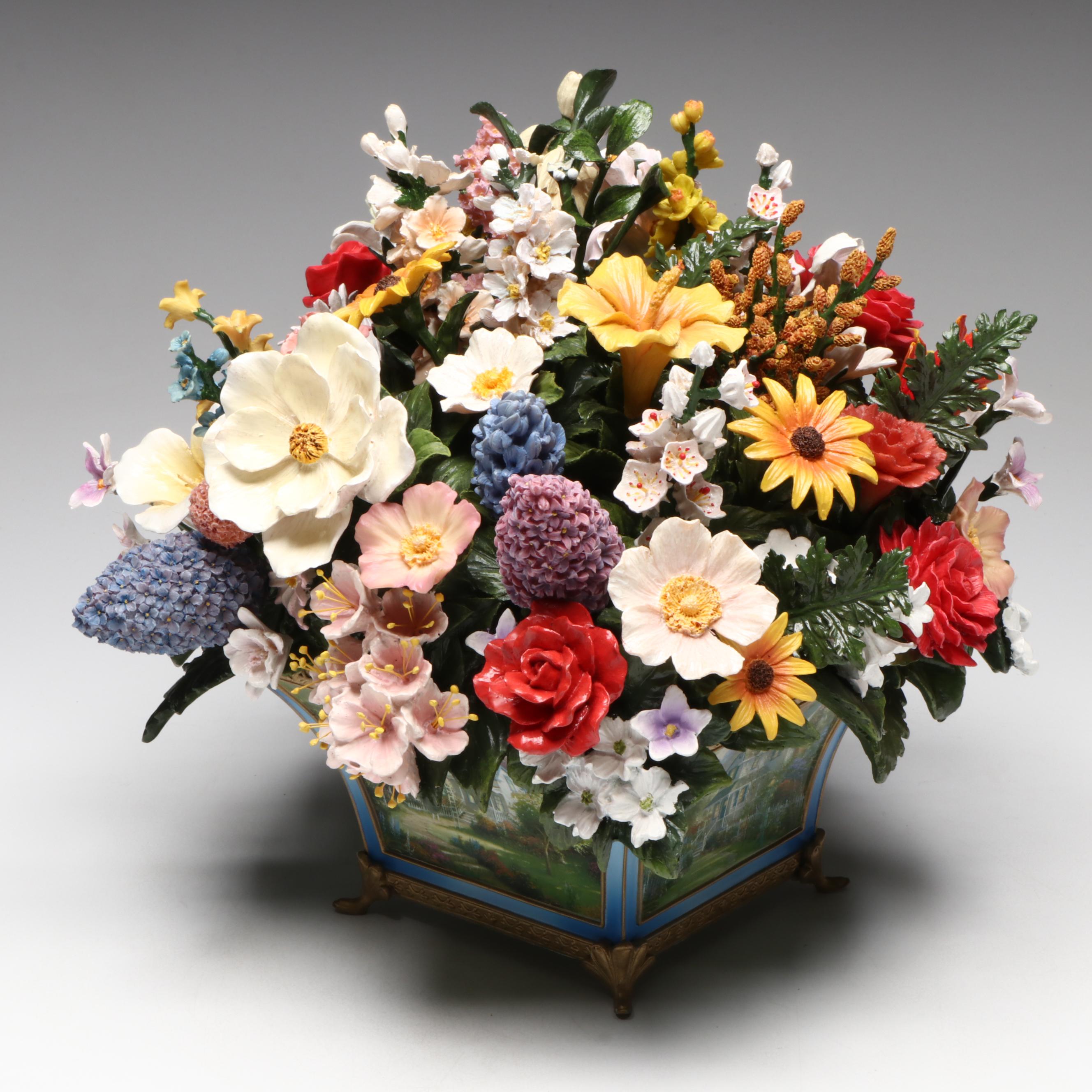 Thomas Kinkade Resin "50 States Flower Bouquet" with Porcelain Vase, 2005