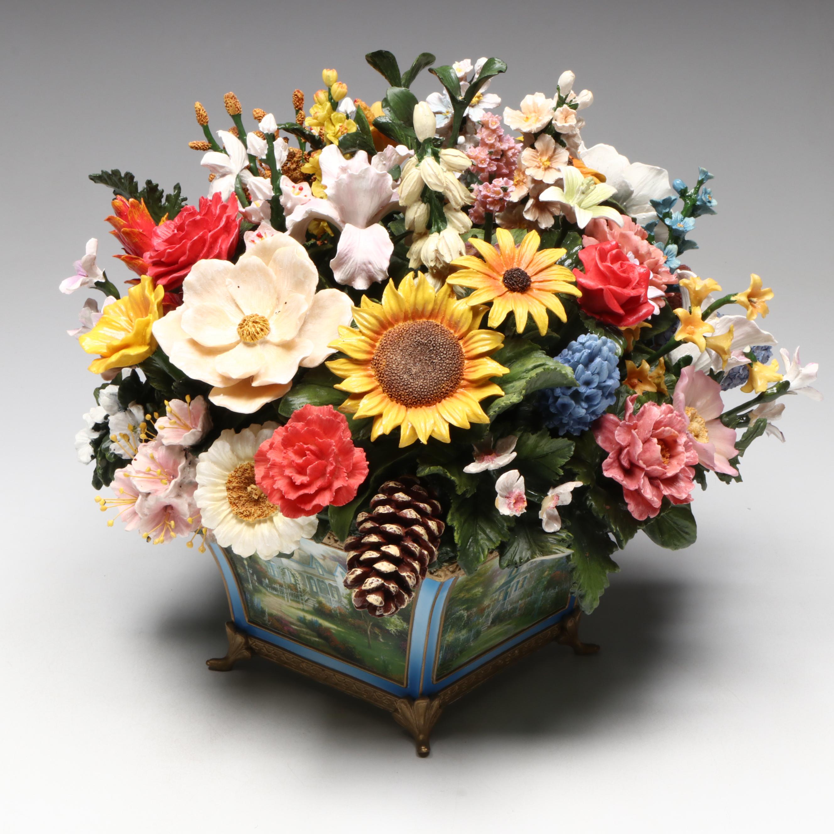 Thomas Kinkade Resin "50 States Flower Bouquet" with Porcelain Vase, 2005