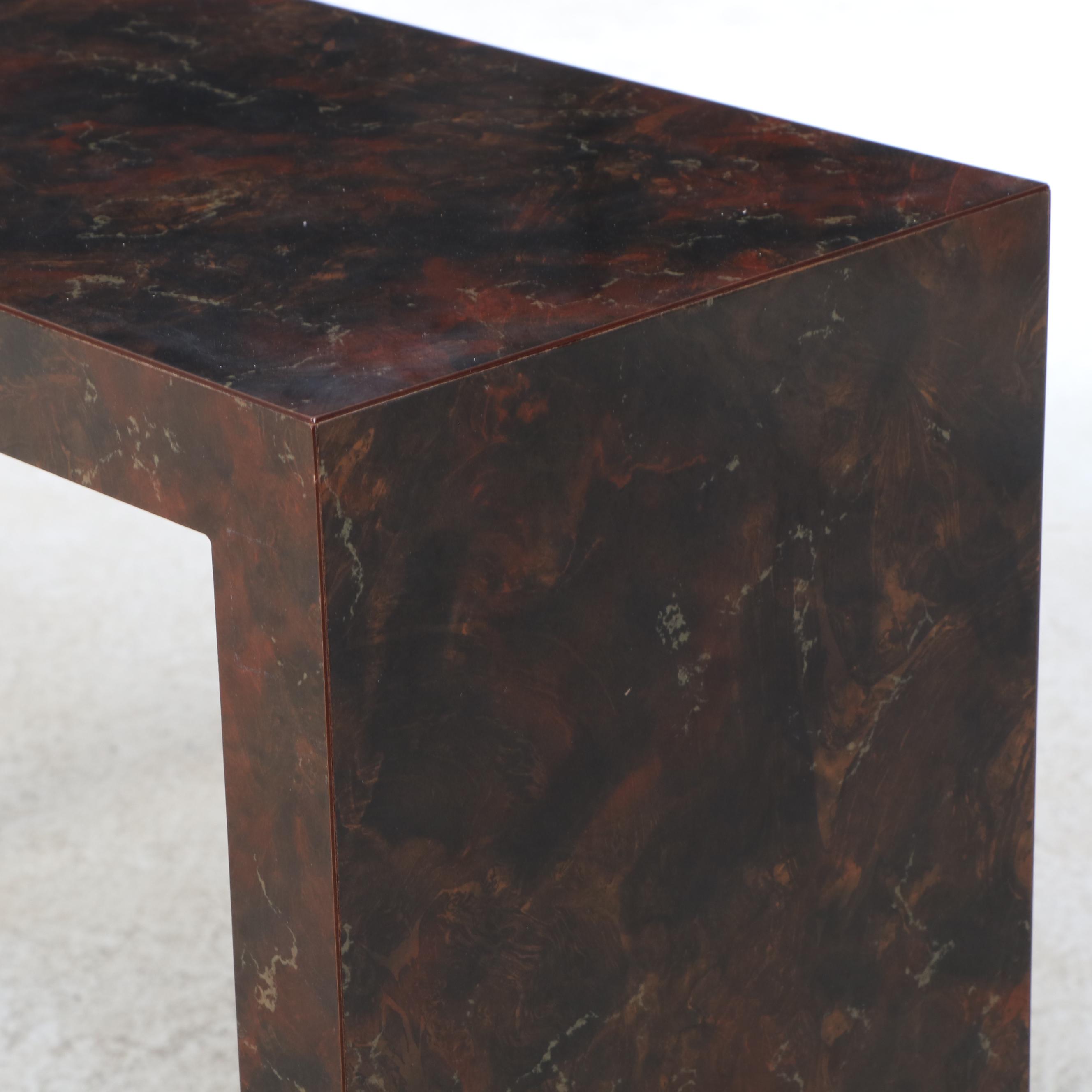 Postmodern Faux Marble Laminate Narrow Console Table, ca. 1990