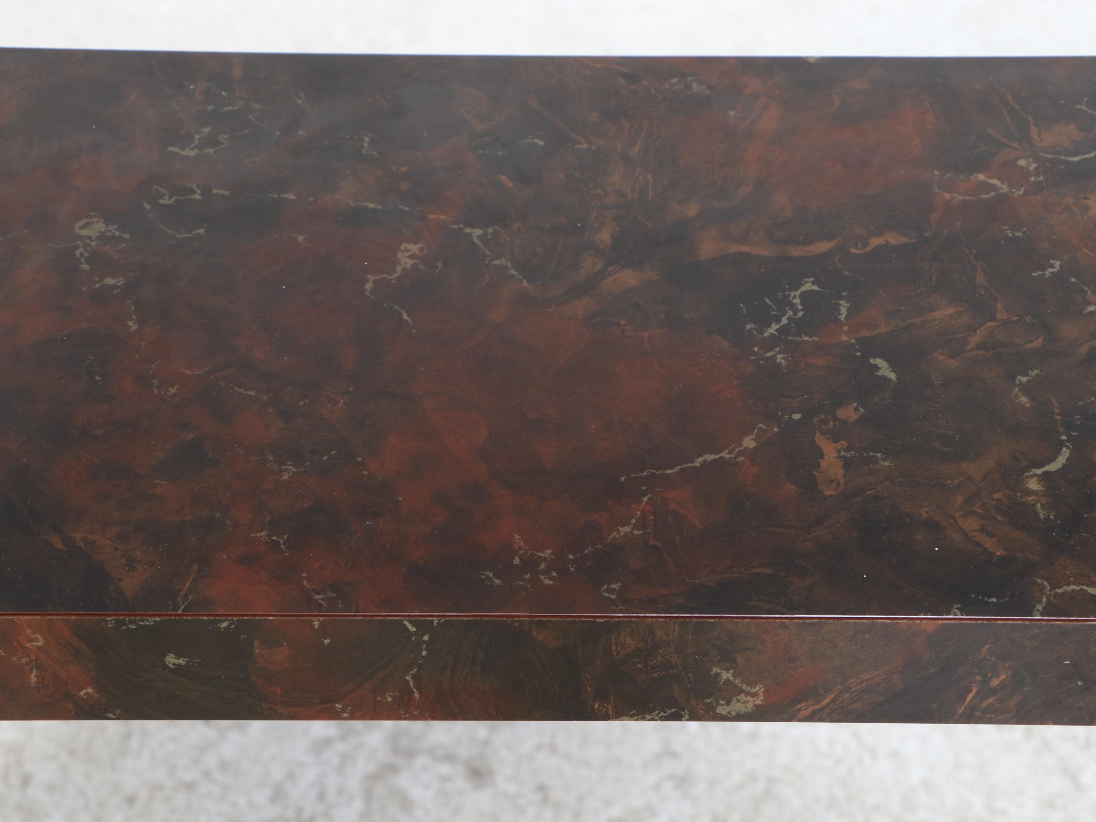Postmodern Faux Marble Laminate Narrow Console Table, ca. 1990