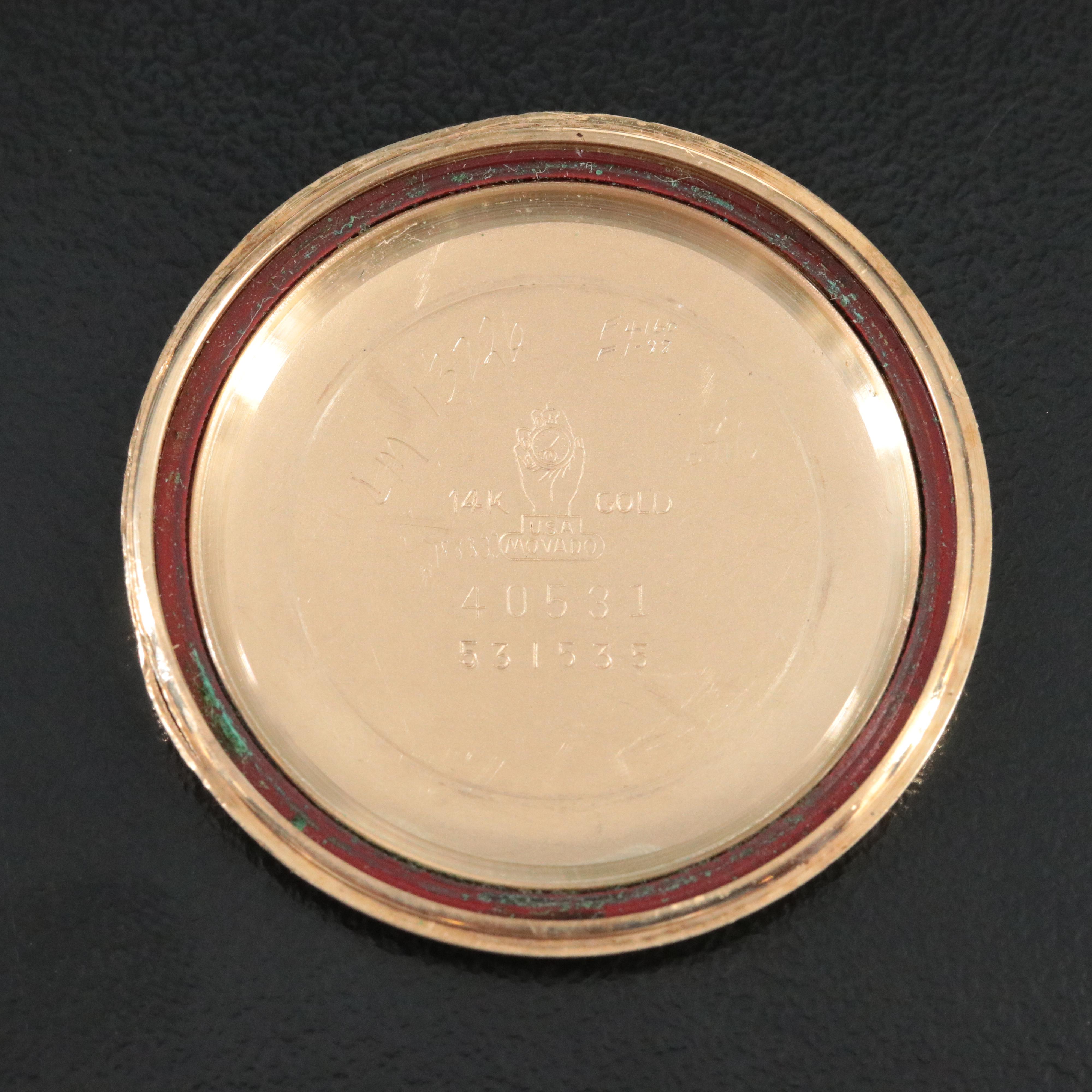 Vintage Movado Kingmatic 14K Gold Diamond Set Champagne Dial Automatic Watch