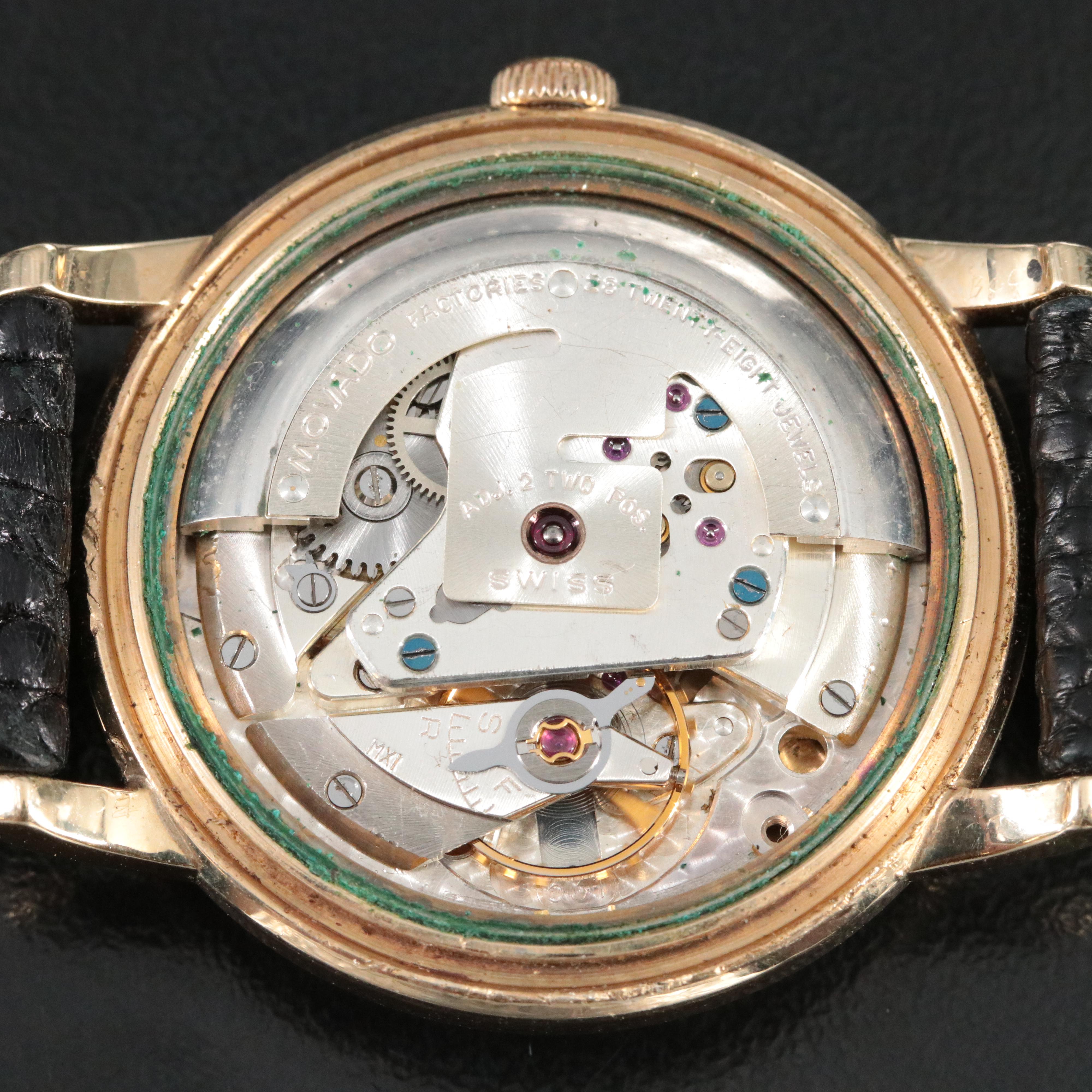 Vintage Movado Kingmatic 14K Gold Diamond Set Champagne Dial Automatic Watch