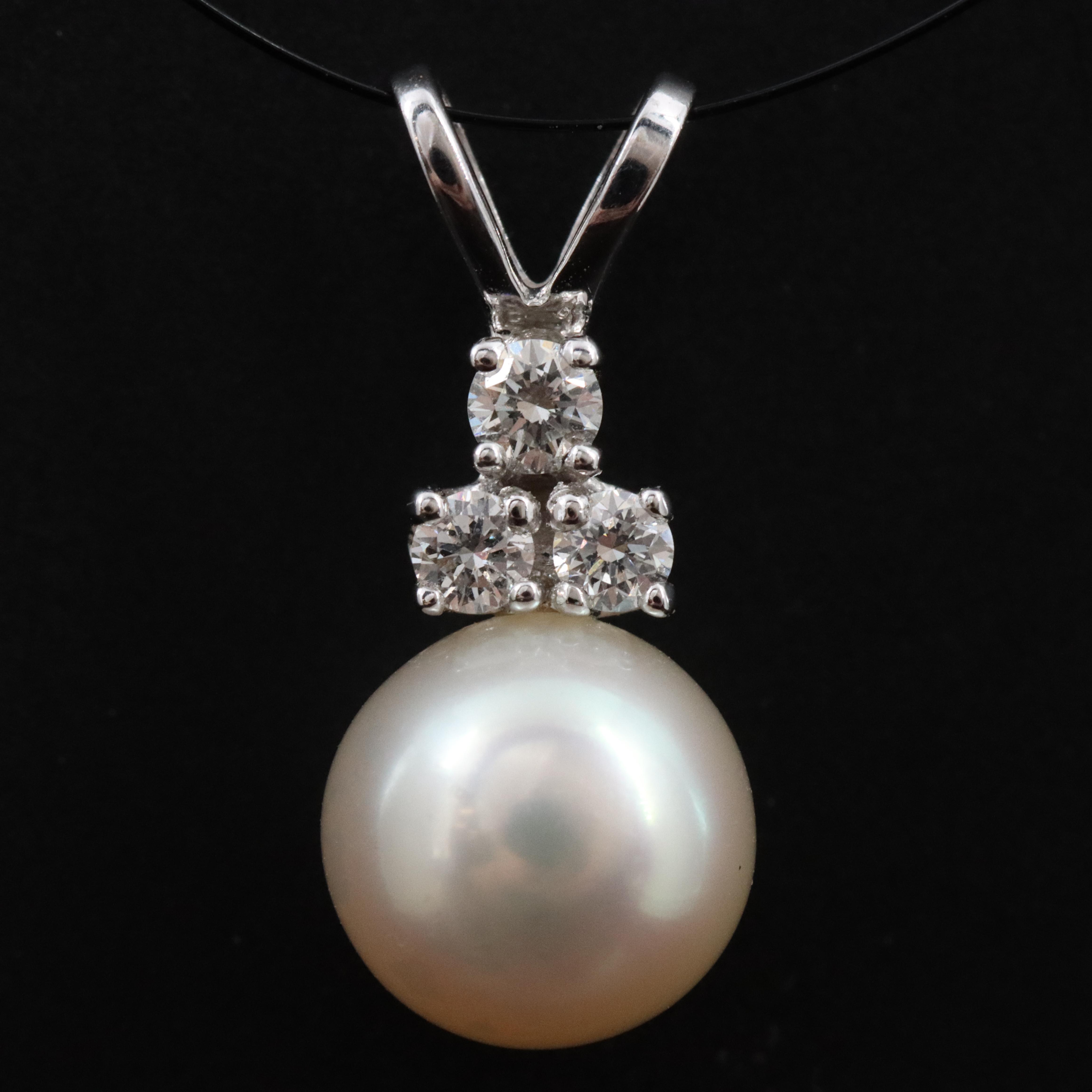 14K Pearl and Diamond Pendant