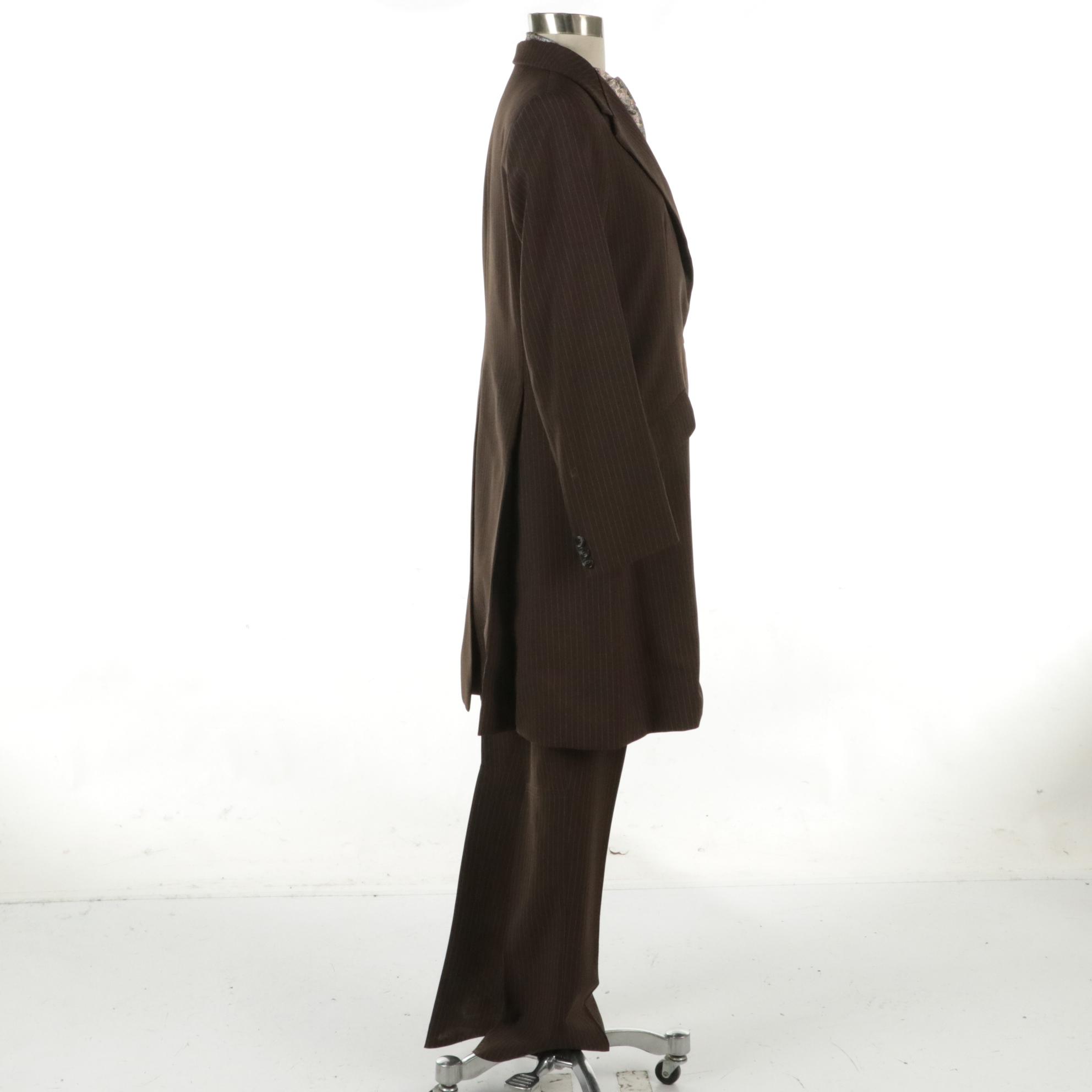 Devon Aire Brown Pinstripe Polyester Three Piece Equestrian Riding Suit