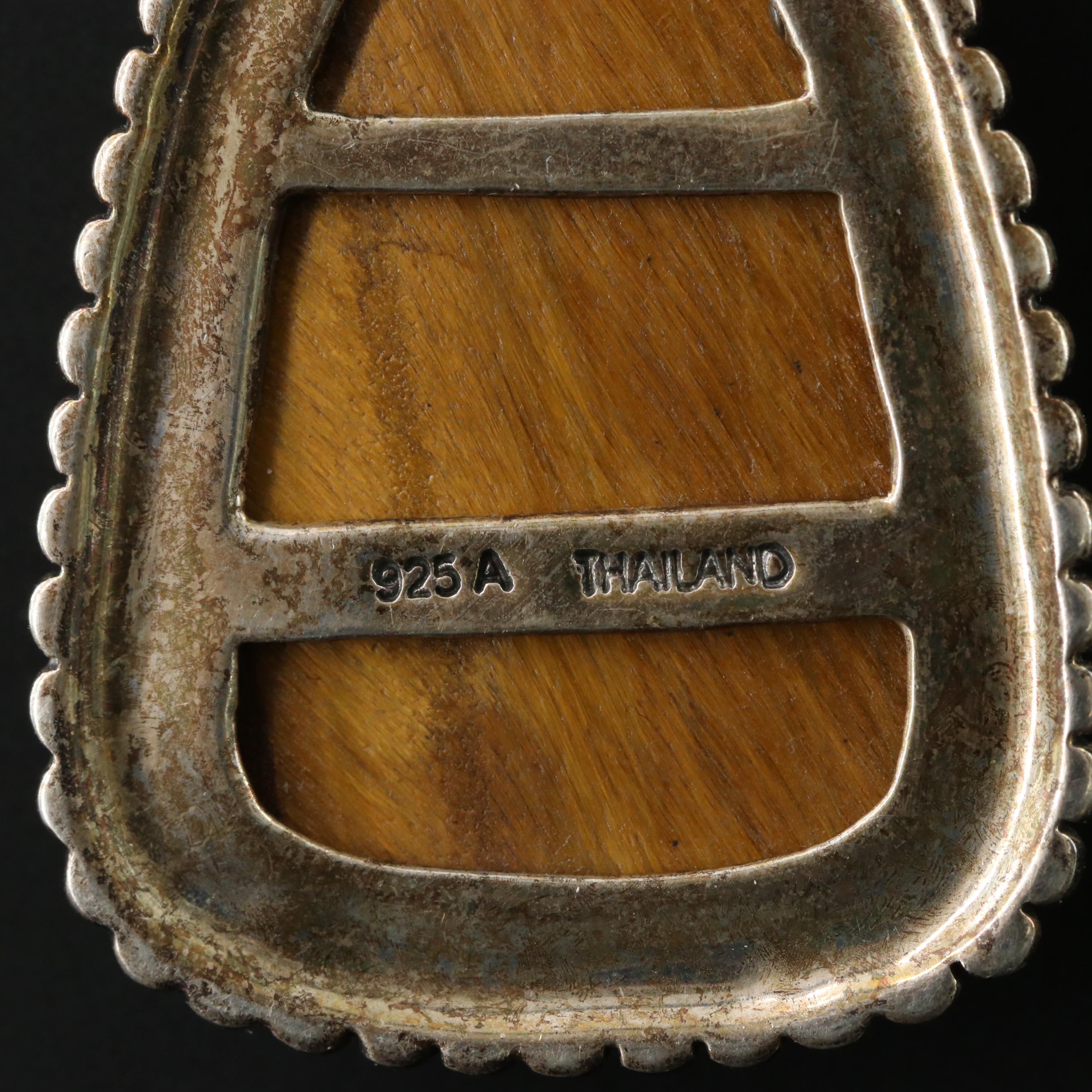 Sterling Tiger's Eye Floral Pendant