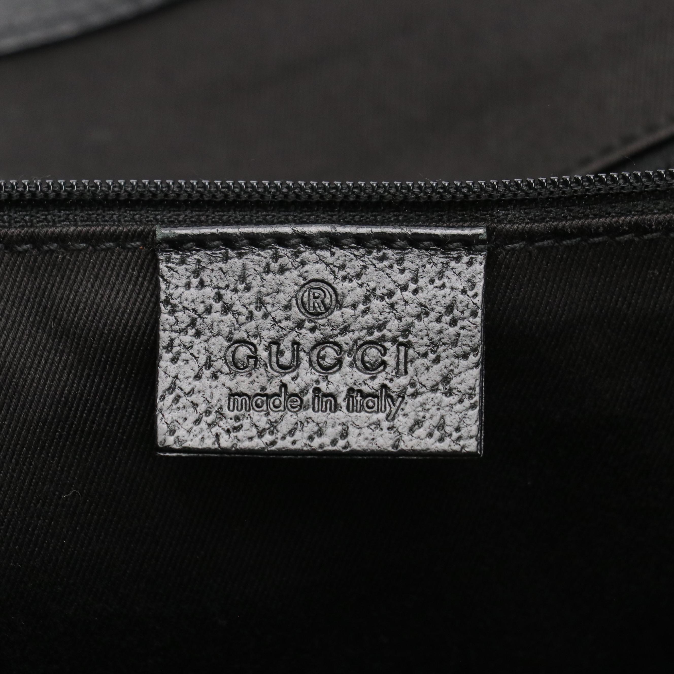 Gucci Leather-Trimmed Black GG Canvas Tote Bag