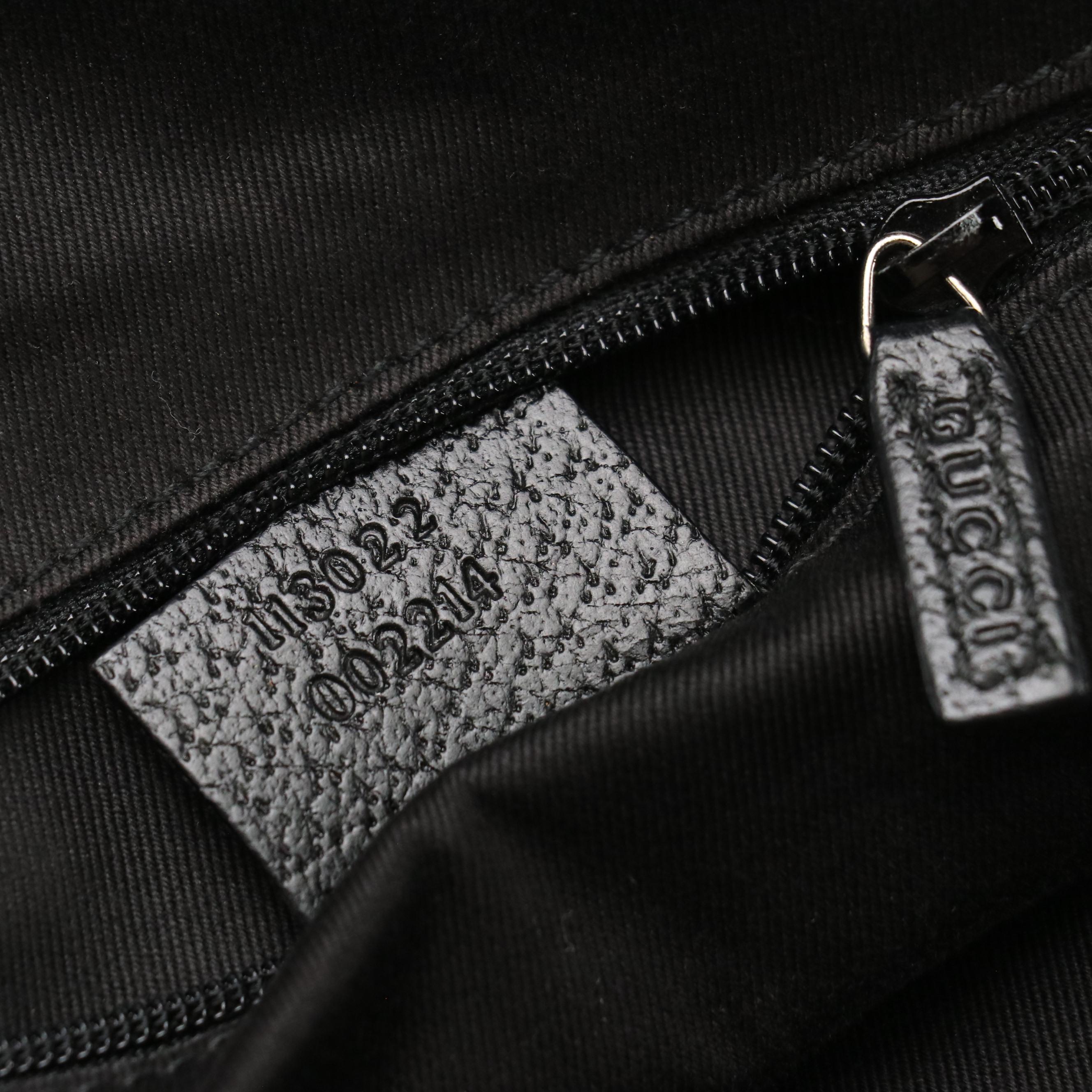 Gucci Leather-Trimmed Black GG Canvas Tote Bag