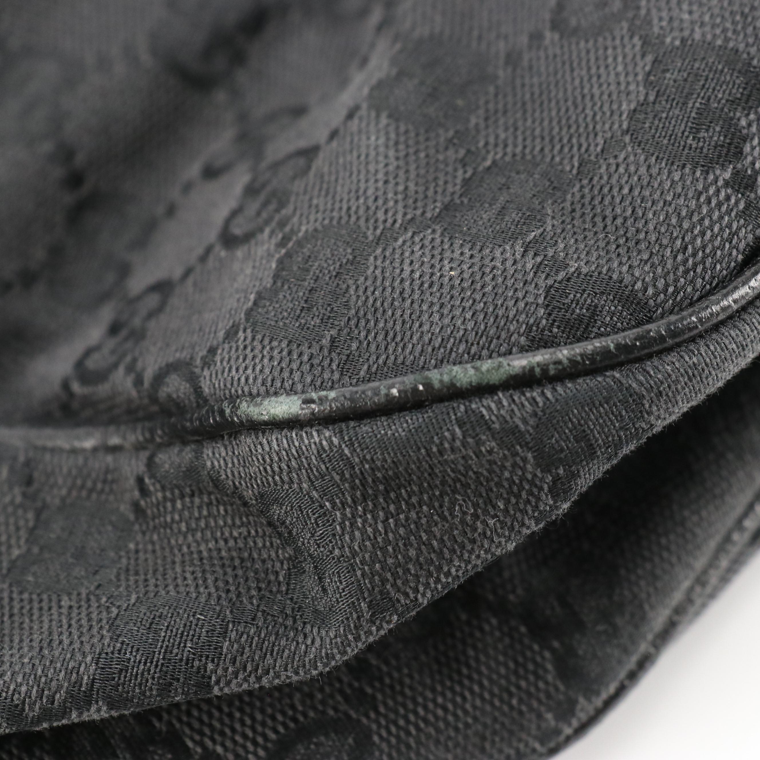 Gucci Leather-Trimmed Black GG Canvas Tote Bag