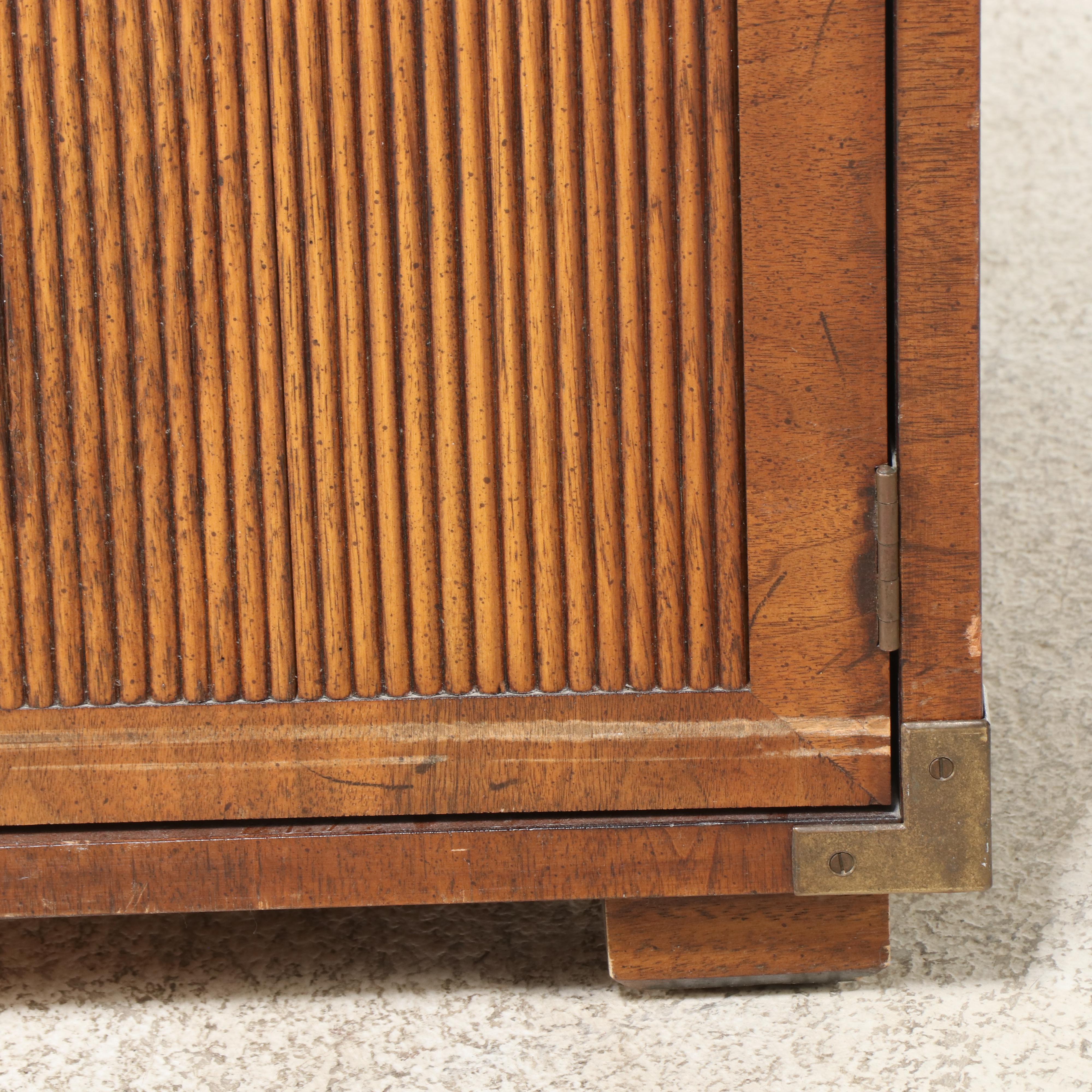 Henredon Campaign Style Brass-Mounted Walnut Side Cabinet