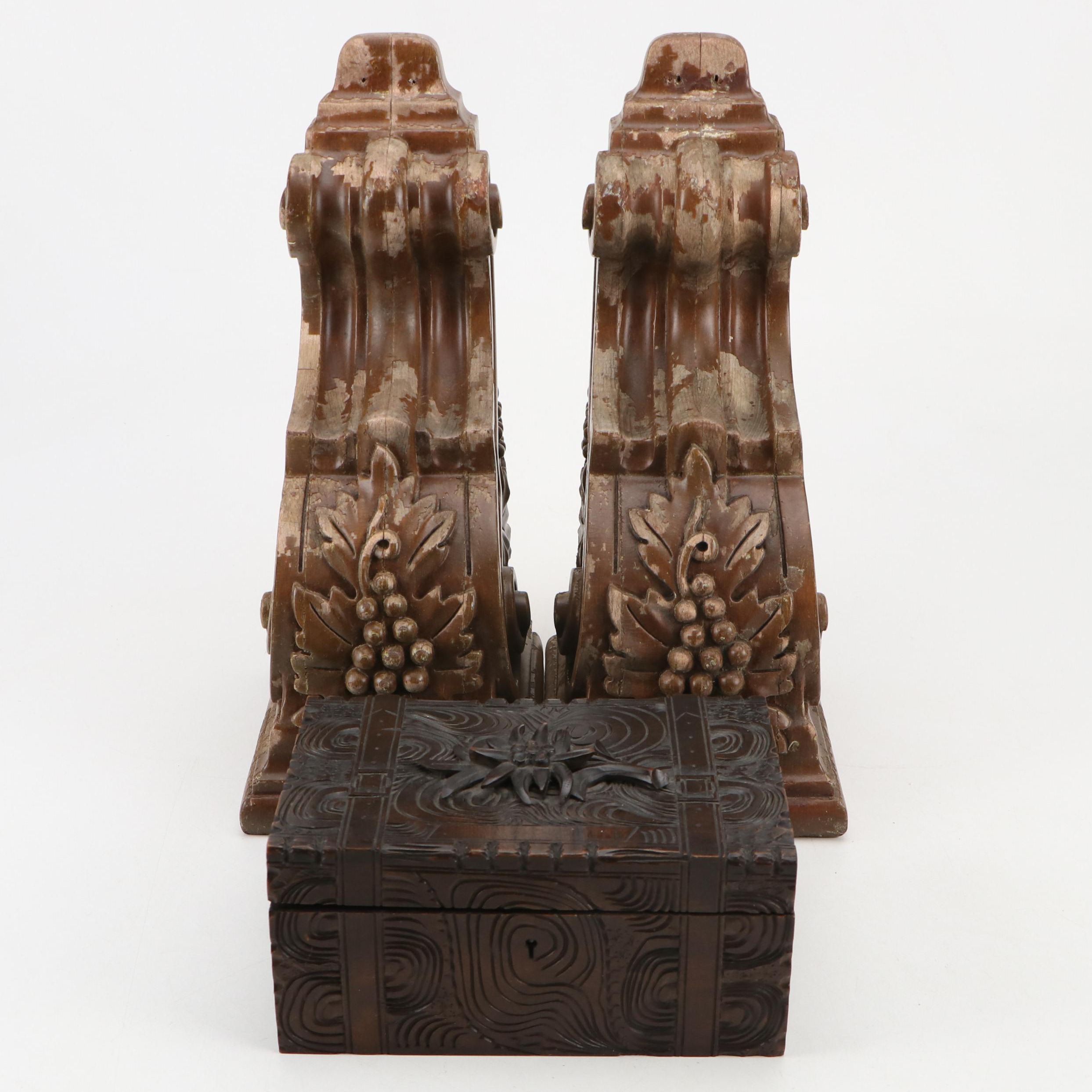 Enkeboll Designs Wooden Corbels with Other Carved Wood Box