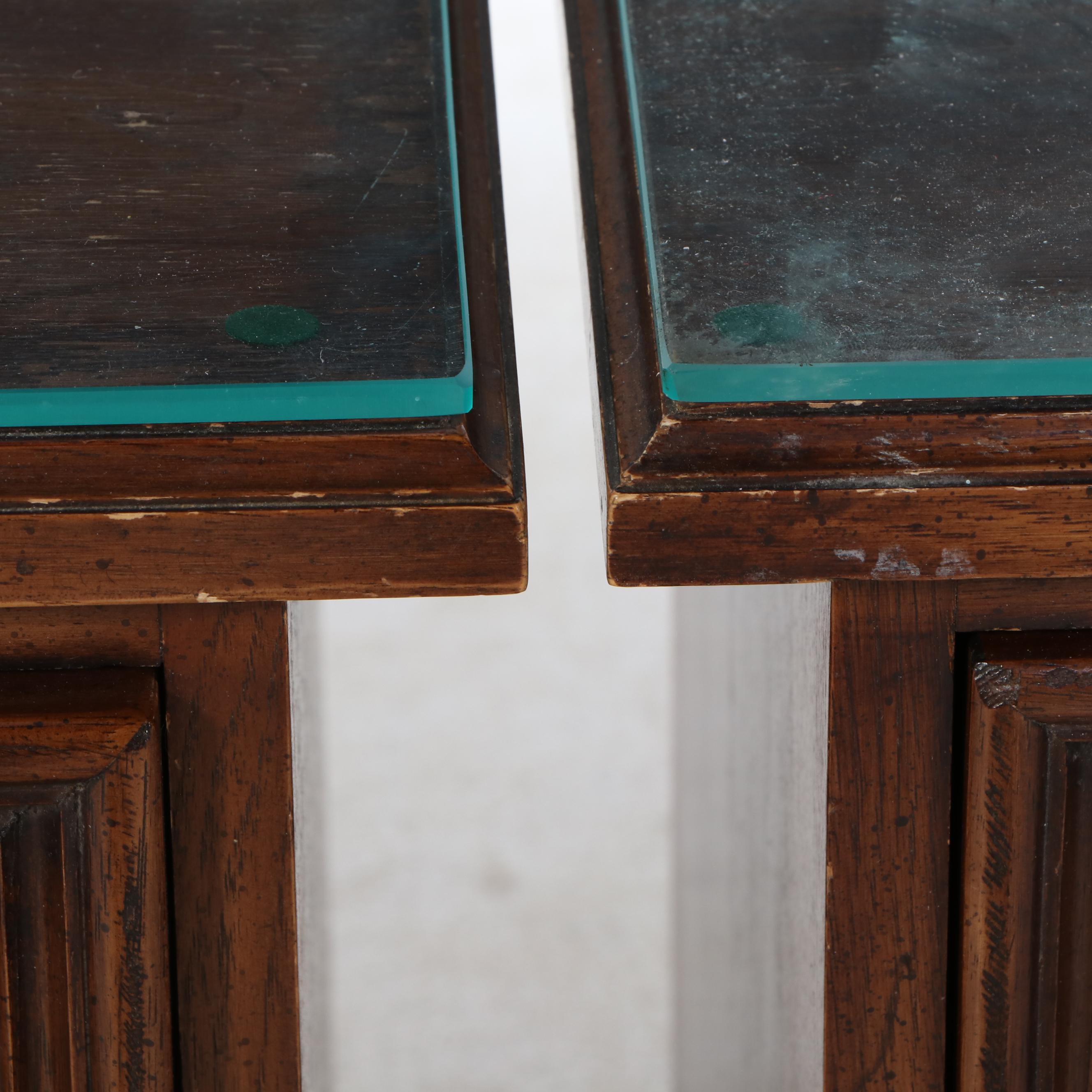 Pair of Henredon Oak Dressing Tables with Mirrors, Late 20th Century