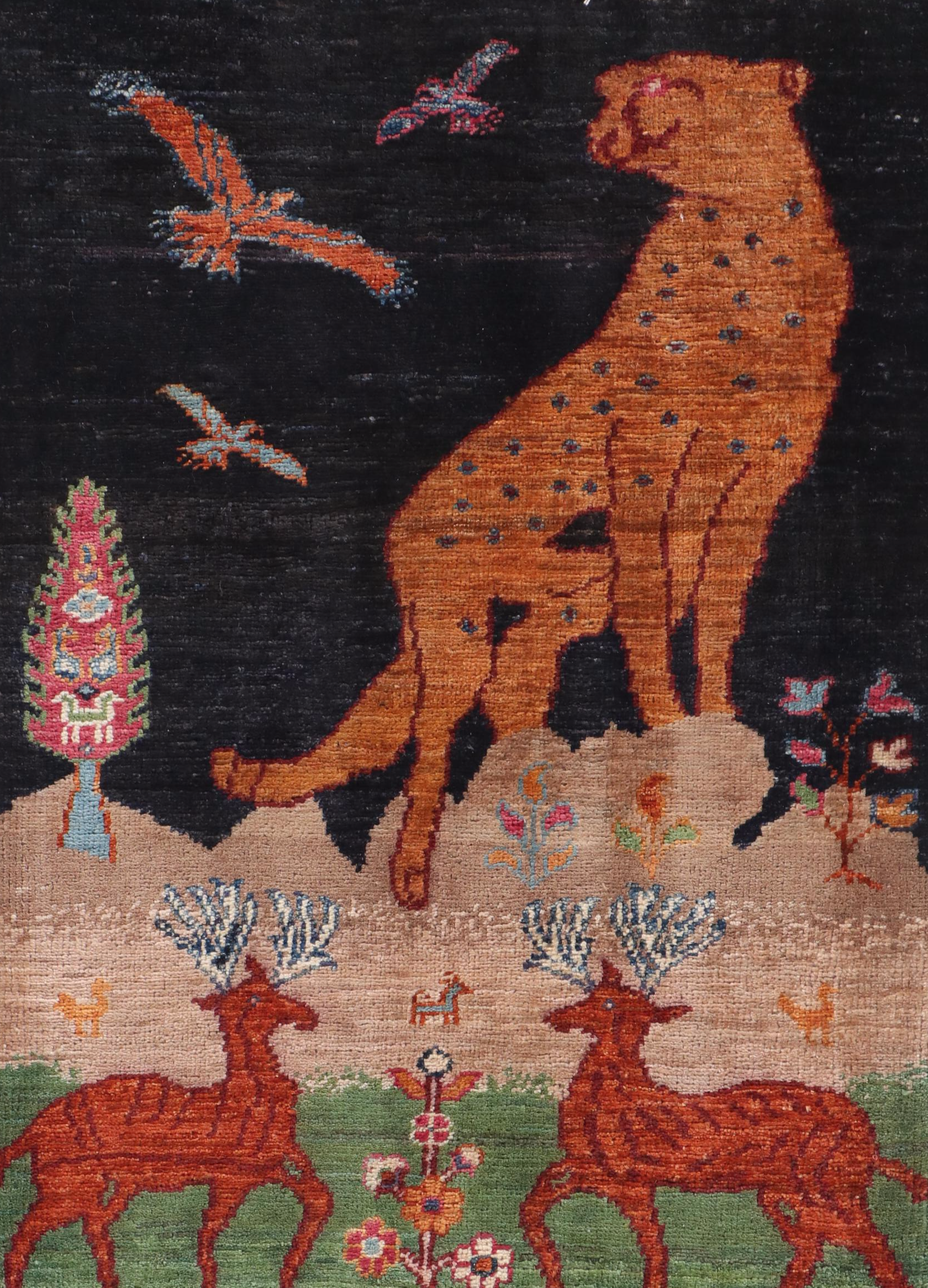 2'2 x 3' Hand-Knotted Pakistani-Afghan Style Pictorial Accent Rug