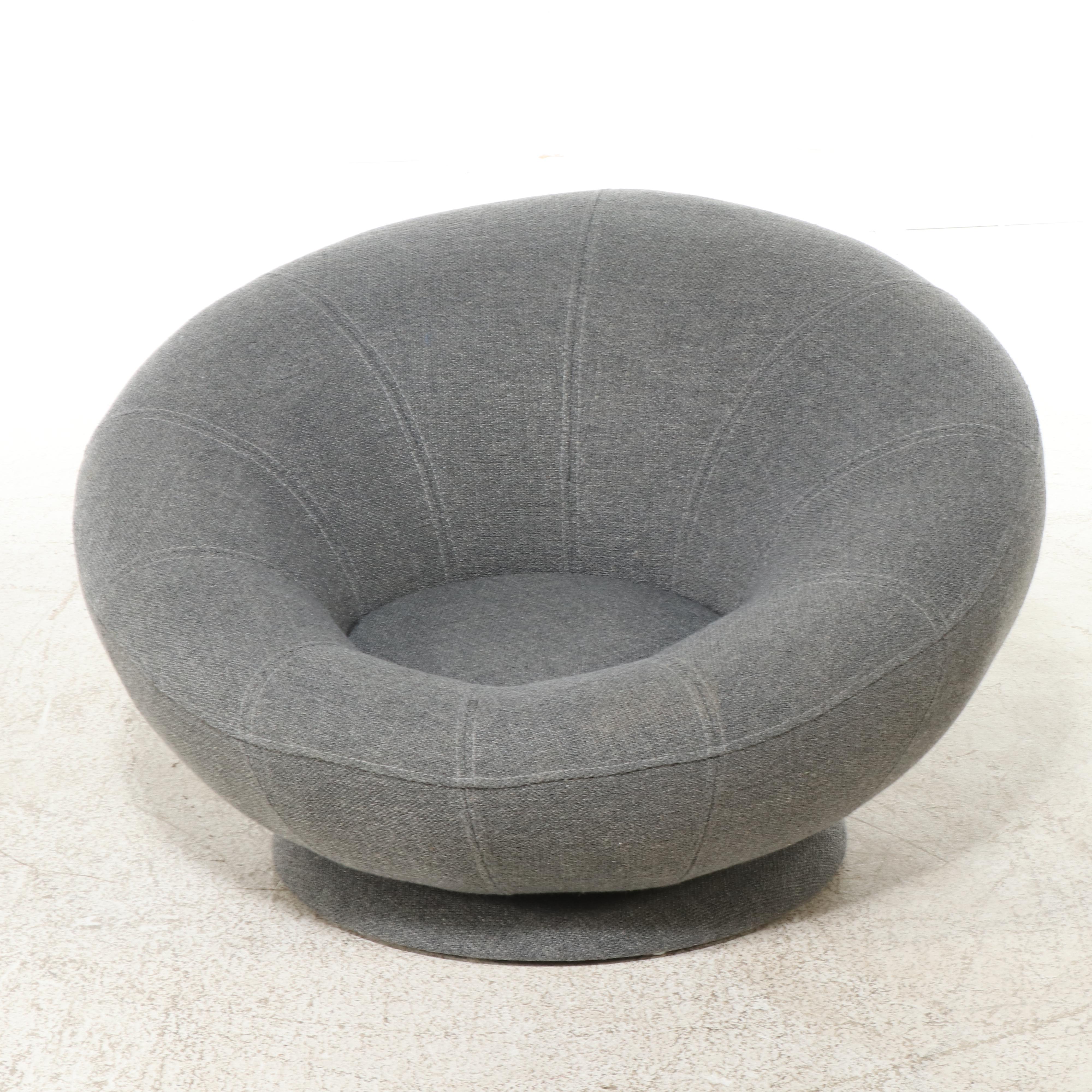 Pair of Pottery Barn Teen "Groovy" Swivel Lounge Chair in Charcoal Tweed