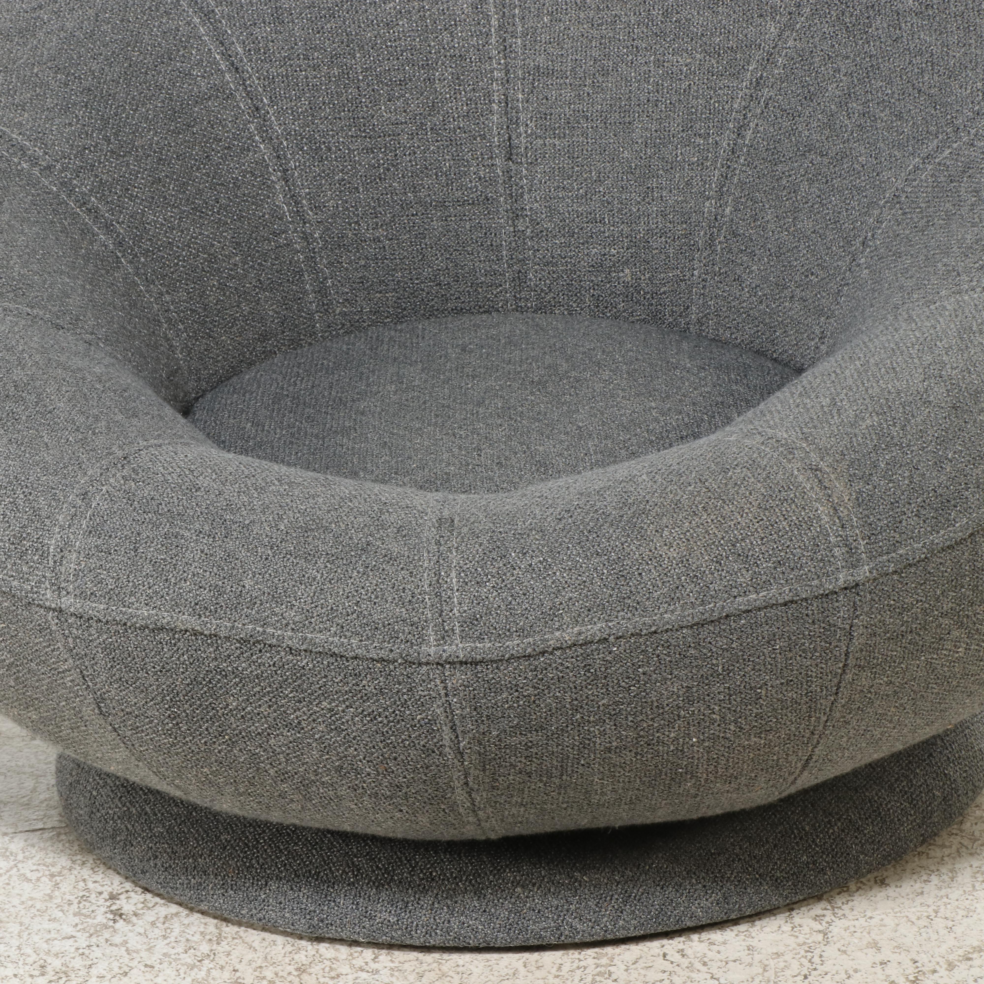 Pair of Pottery Barn Teen "Groovy" Swivel Lounge Chair in Charcoal Tweed